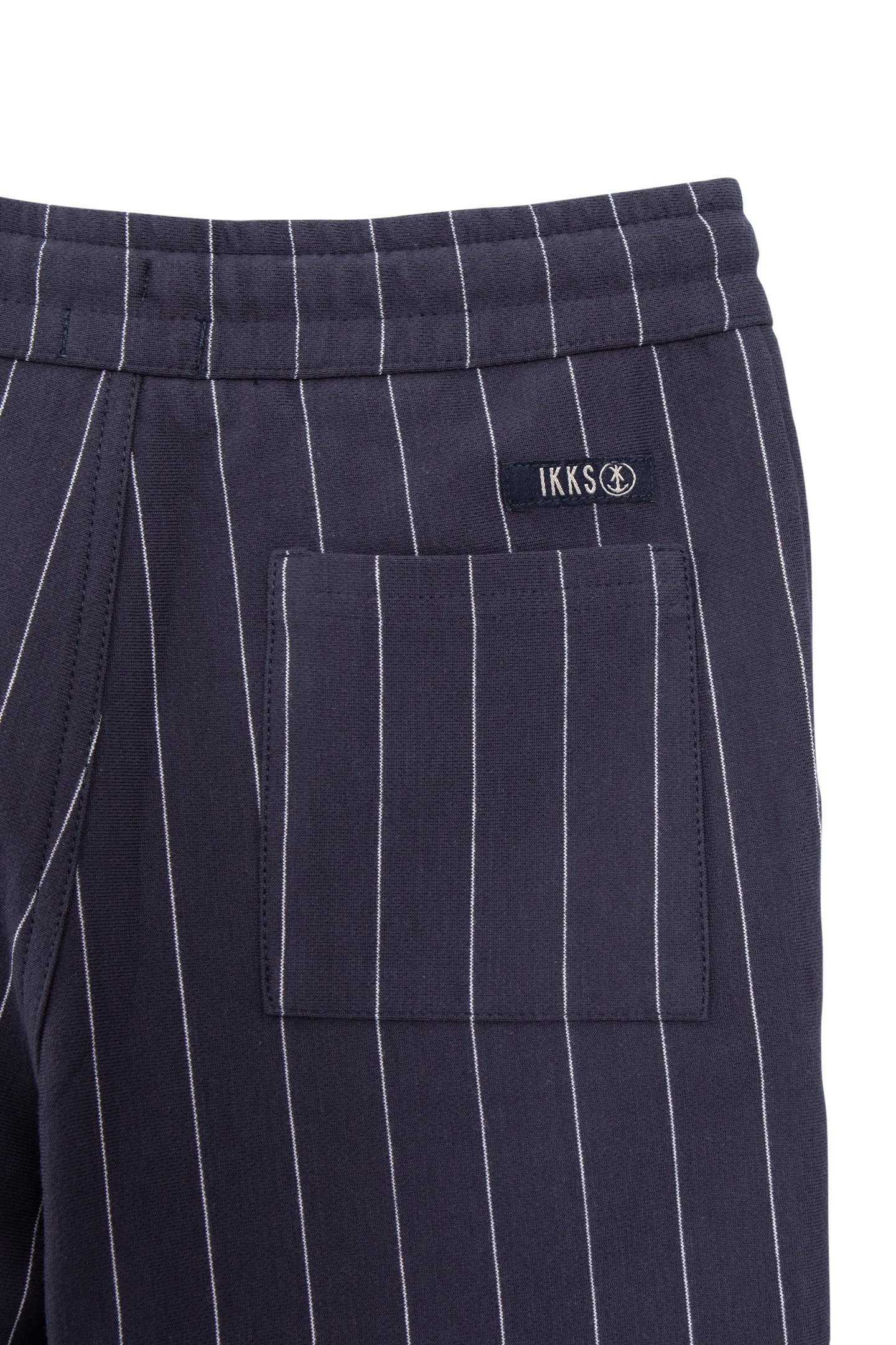 BOYS' NAVY KNIT PINSTRIPED BERMUDA SHORTS 4