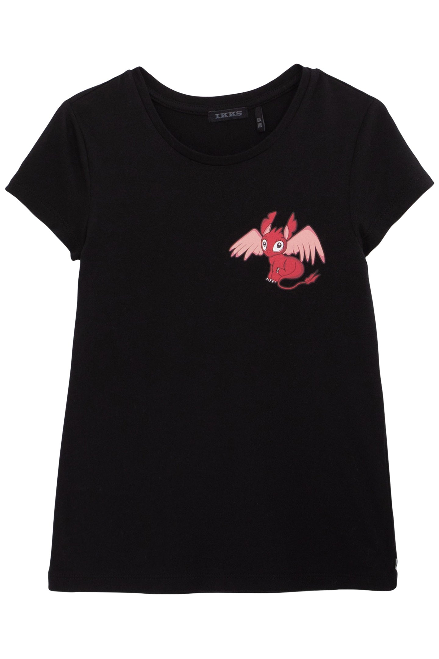 GIRLS' BLACK T-SHIRT WITH DRAGON IMAGE 1