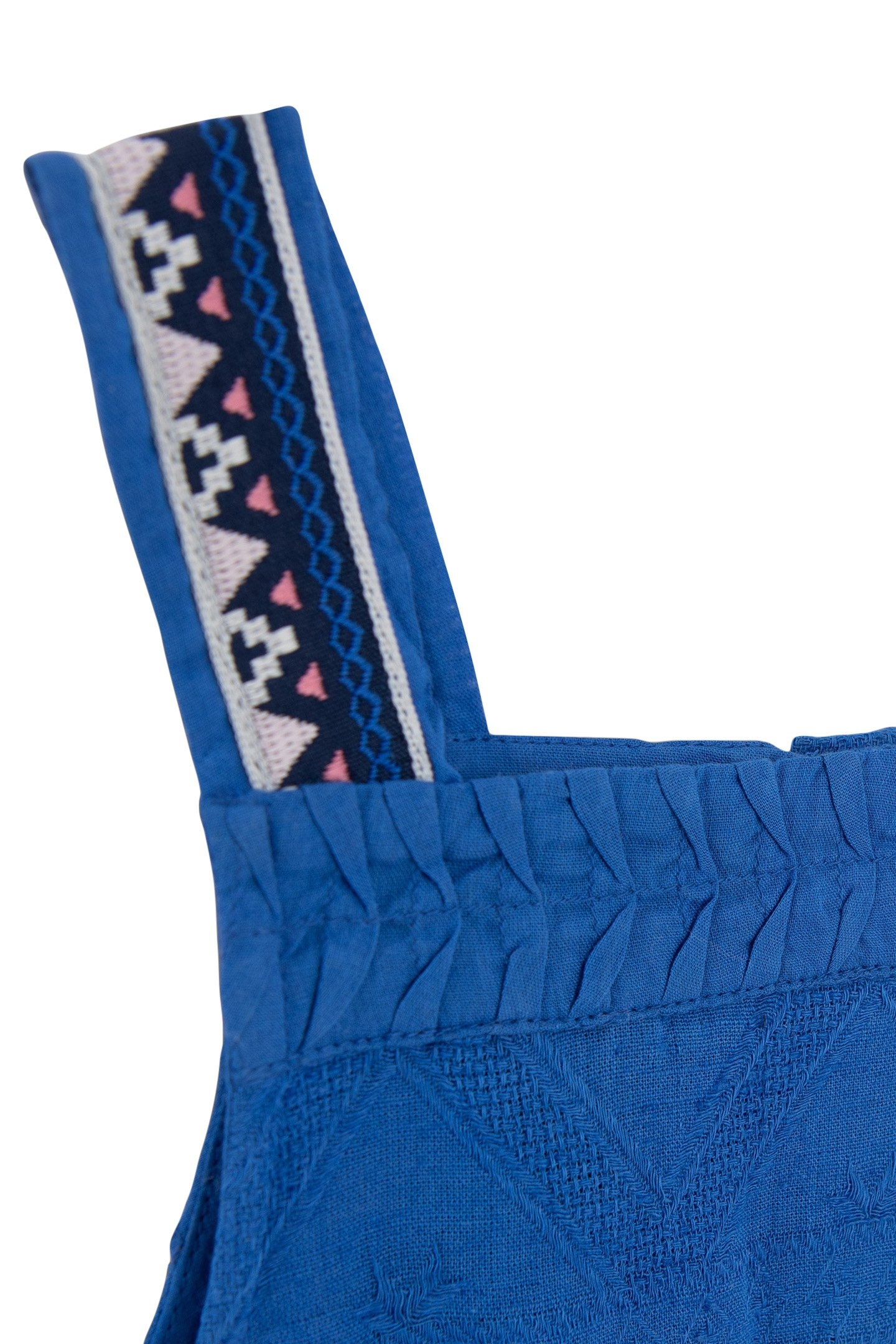GIRLS' BLUE JACQUARD CAMISOLE WITH EMBROIDERED STRAPS 4