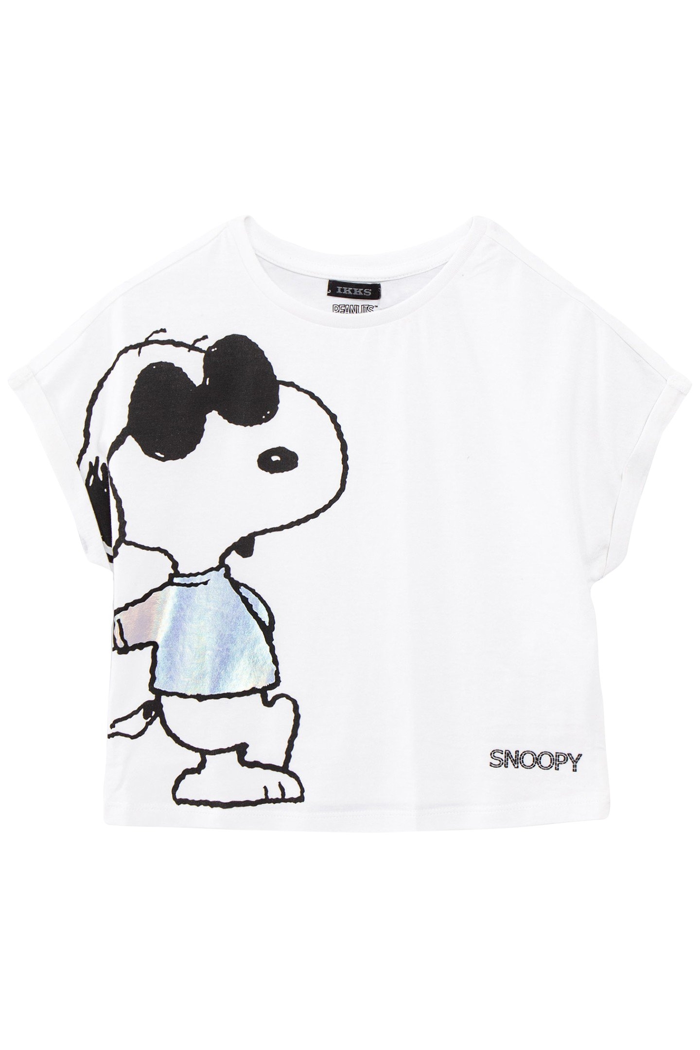 GIRLS’ OFF-WHITE CROPPED T-SHIRT WITH SNOOPY IMAGE 1