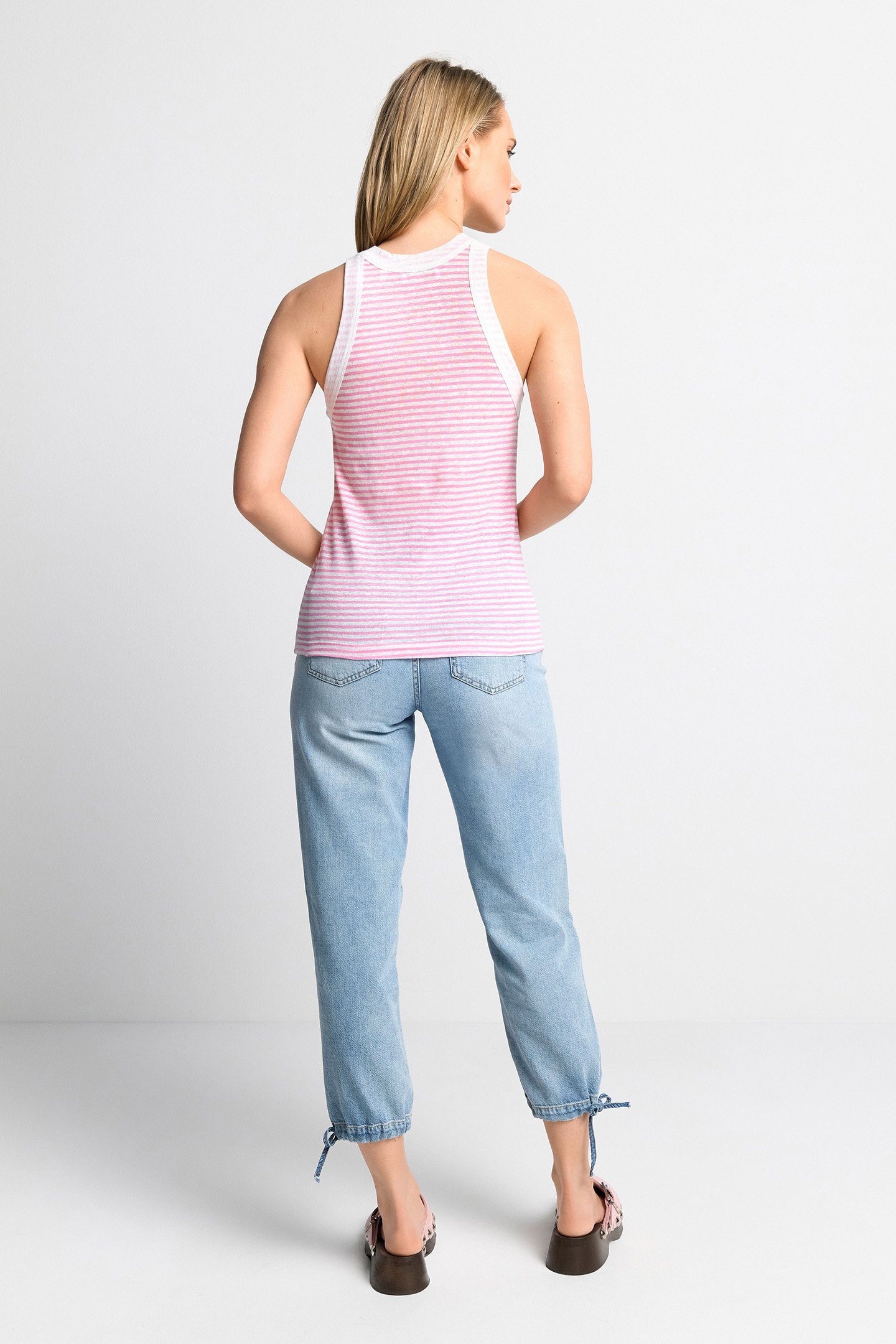 STRIPED LINEN TOP SORBET PINK 3