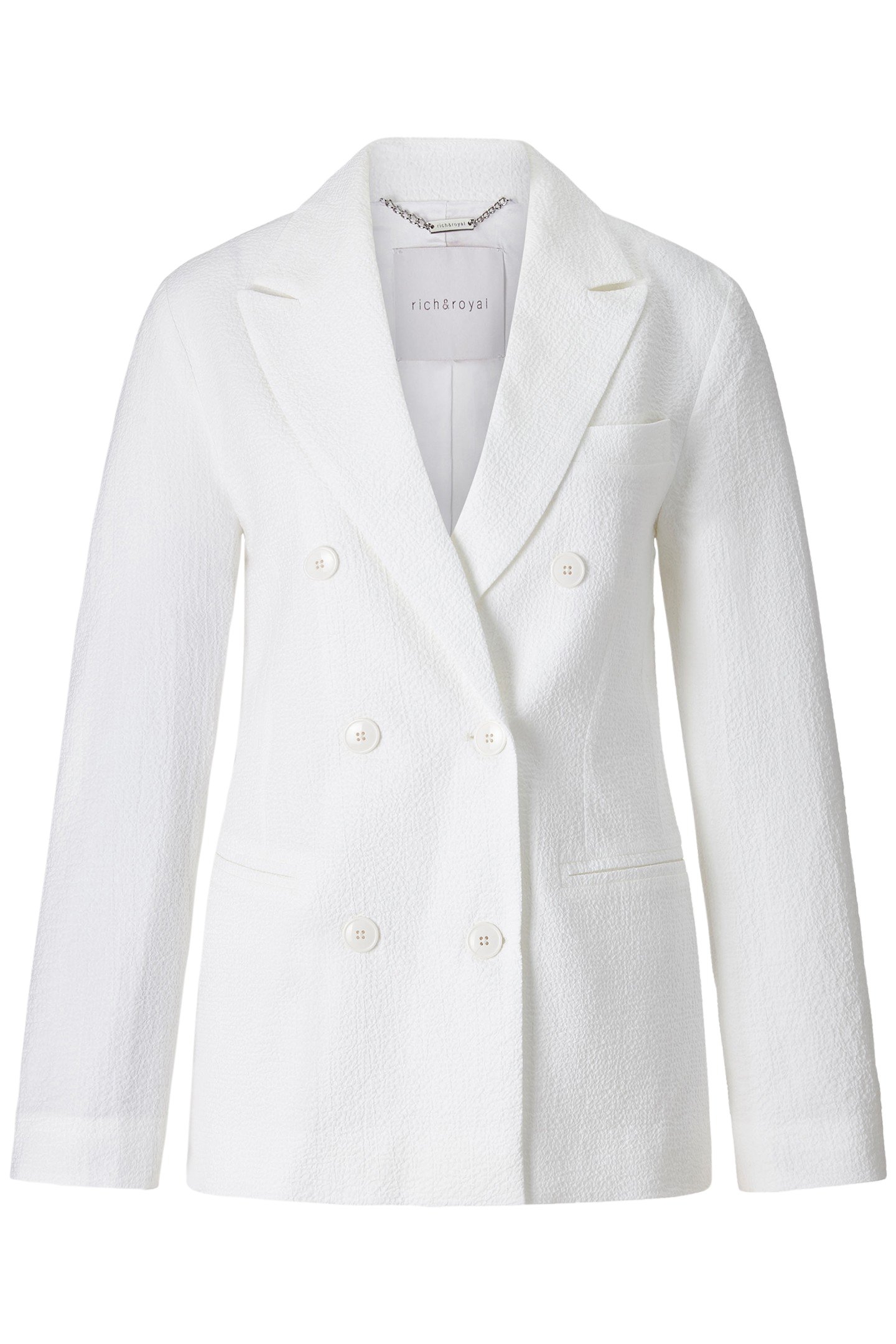 SEERSUCKER DOUBLE BREASTED BLAZER ORGANIC WHITE 4