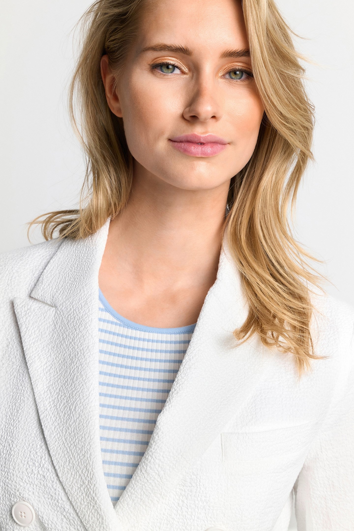 SEERSUCKER DOUBLE BREASTED BLAZER ORGANIC WHITE 5