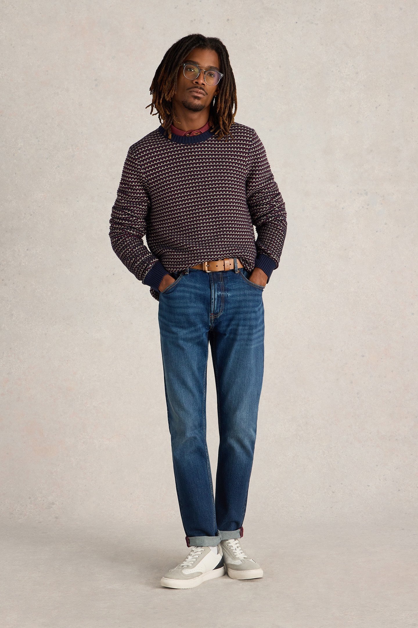 TUCK STITCH CREW PLUM MULTI 1