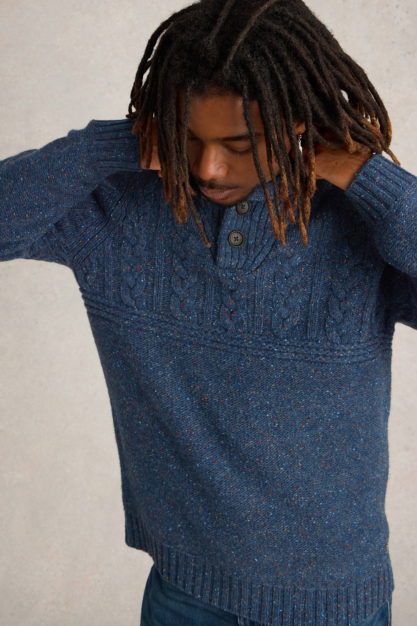 BERKLEY SHAWL NECK JUMPER NAVY MULTI 3