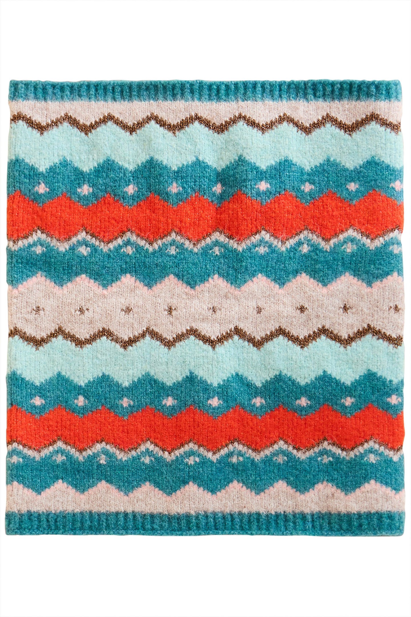 ZIG ZAG FAIRISLE SNOOD TEAL MULTI 2