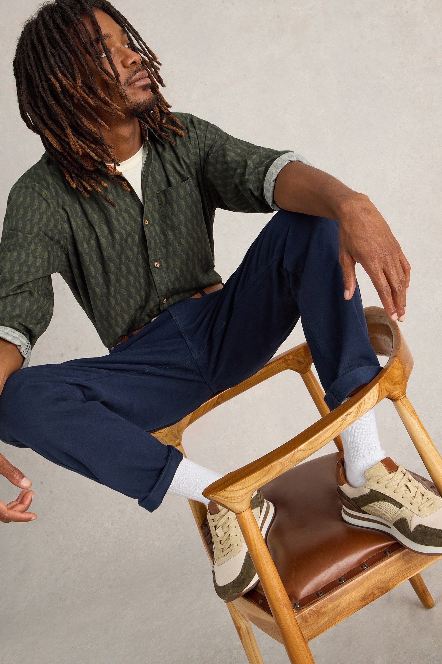 LINEAR HALF PRINTED SHIRT GREEN PRINT 4