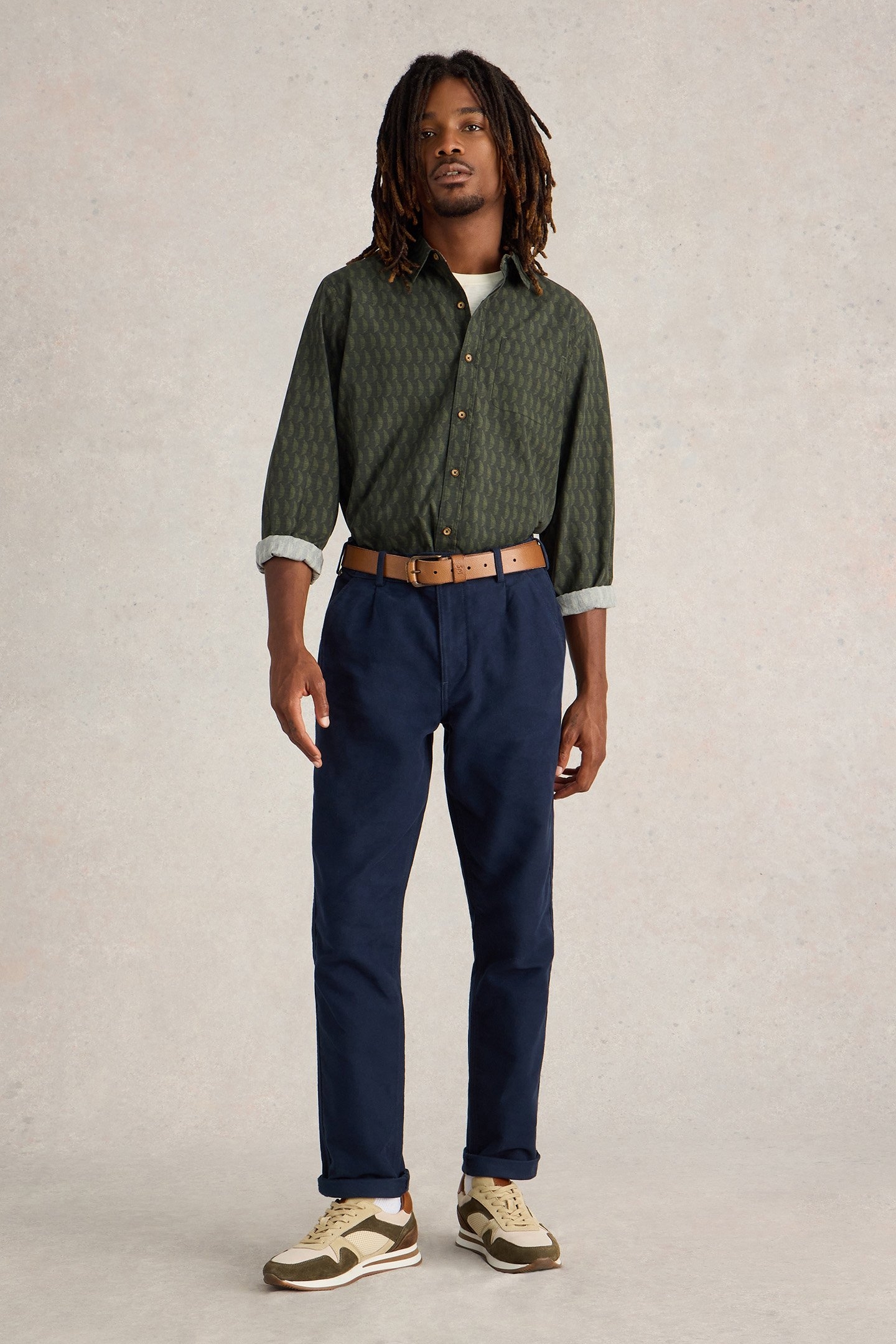 LINEAR HALF PRINTED SHIRT GREEN PRINT 1