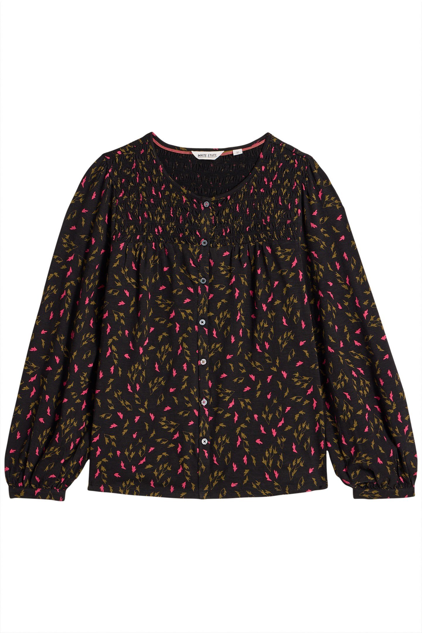 DANIELLA SHIRRED TOP BLACK PRINT 4