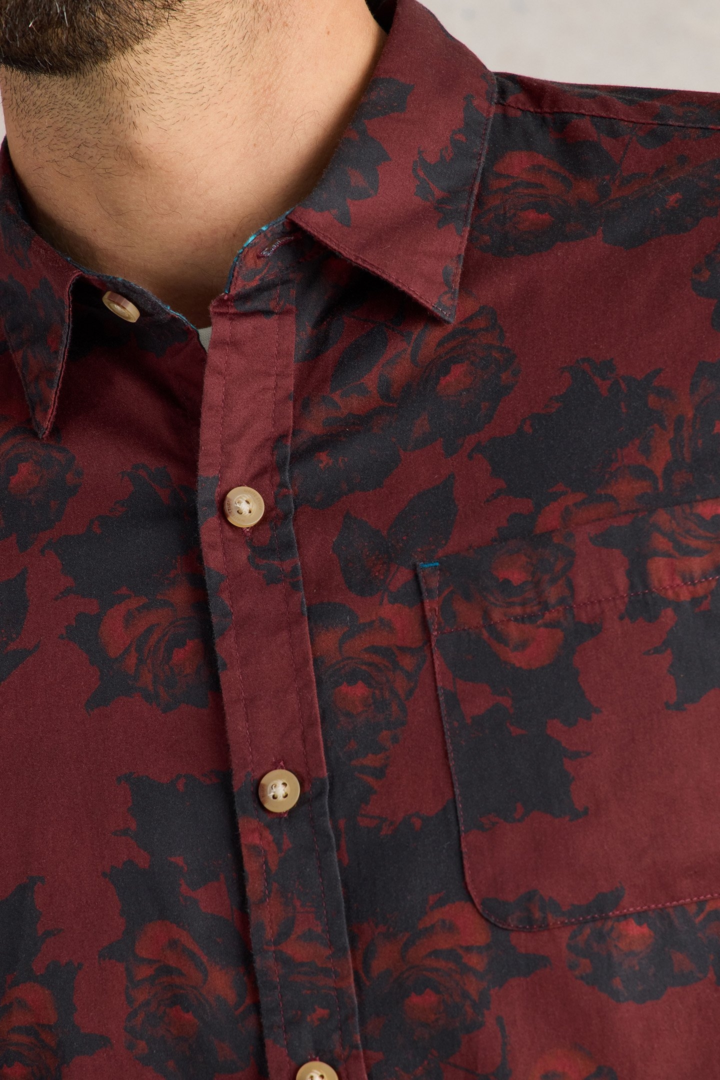 DARK FLORAL PRINTED SHIRT RED PRINT 5
