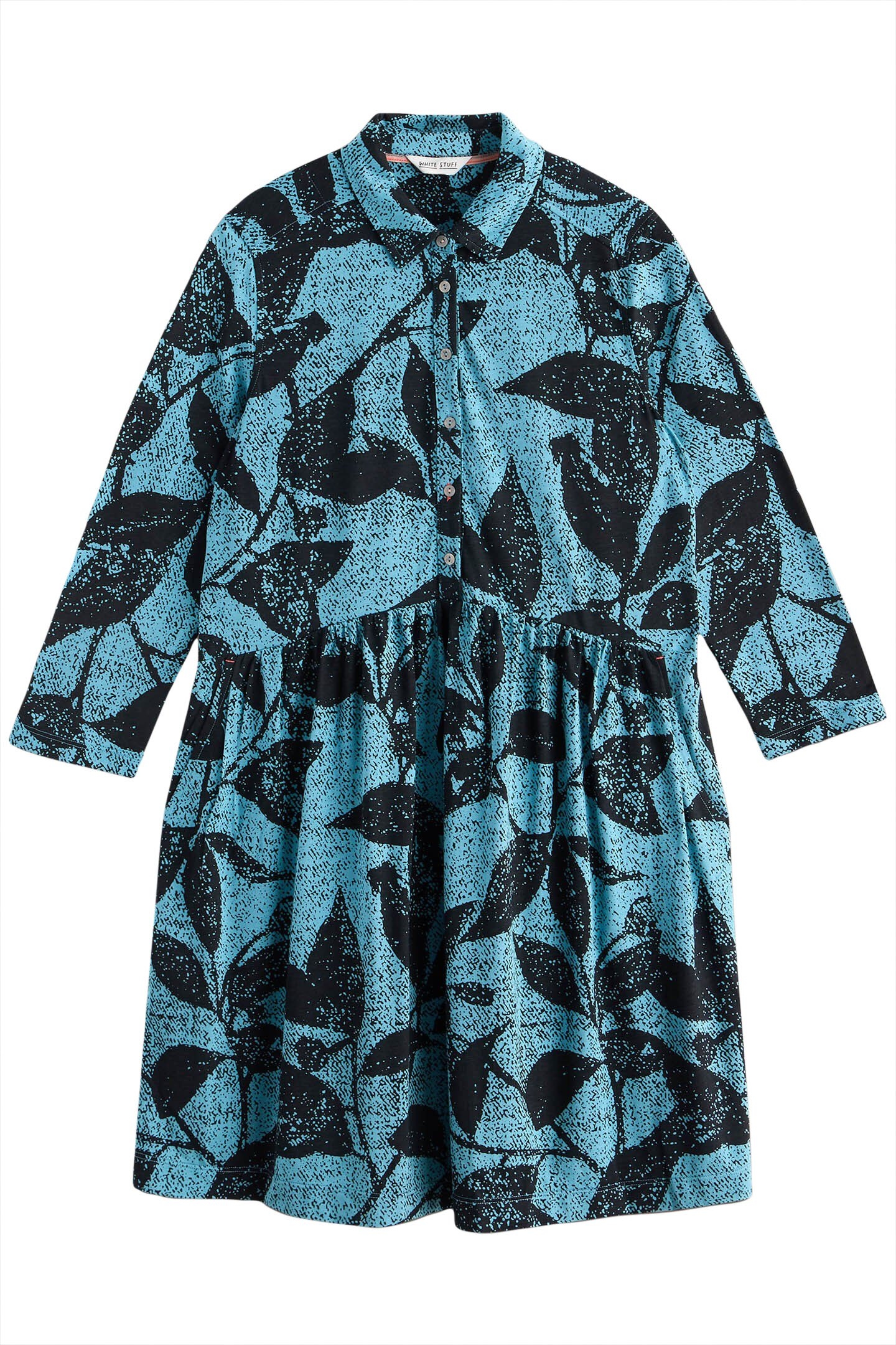 EVERLY JERSEY SHIRT DRESS BLUE PRINT 3