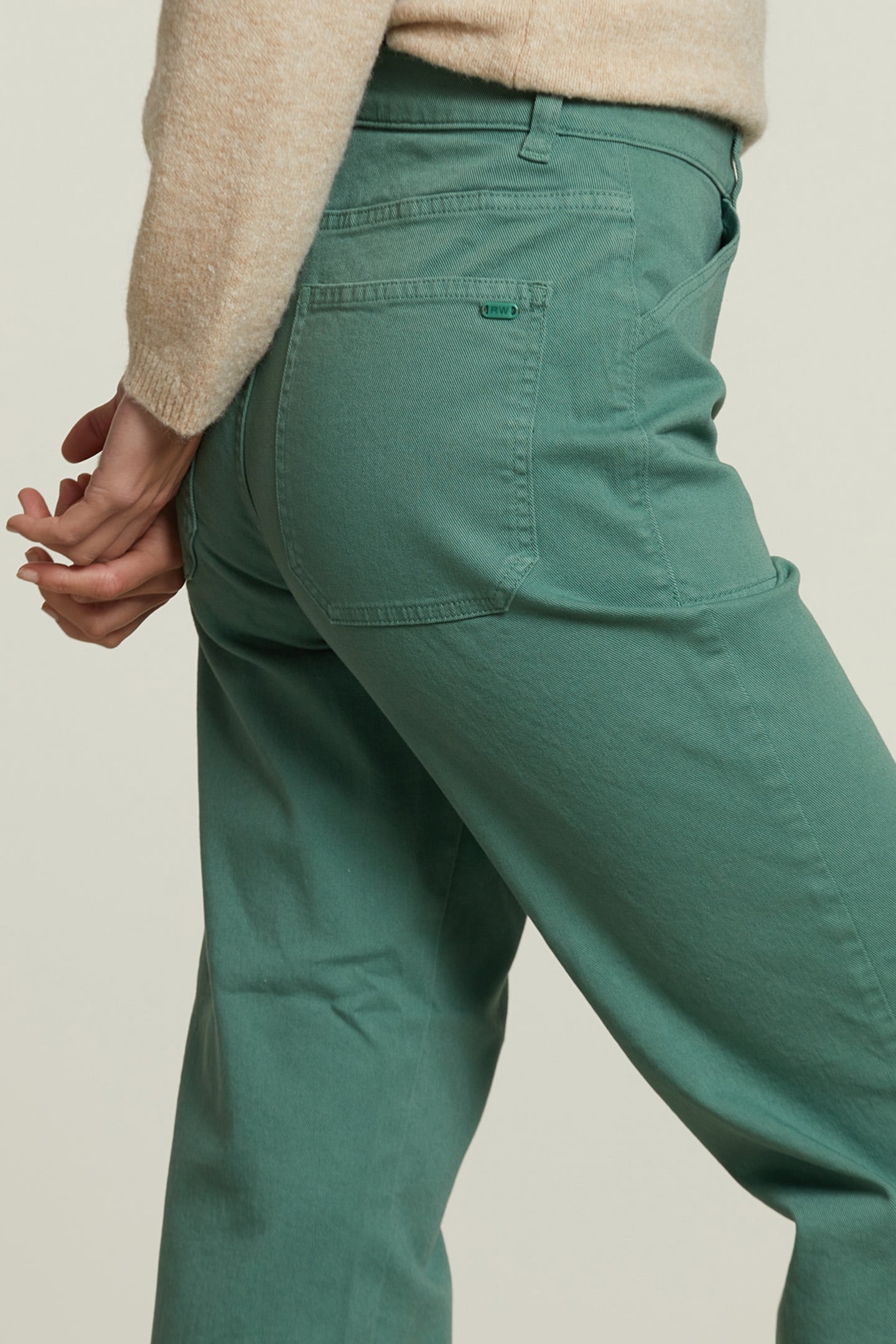 GREEN COTTON PANTS APPLIED POCKETS 3