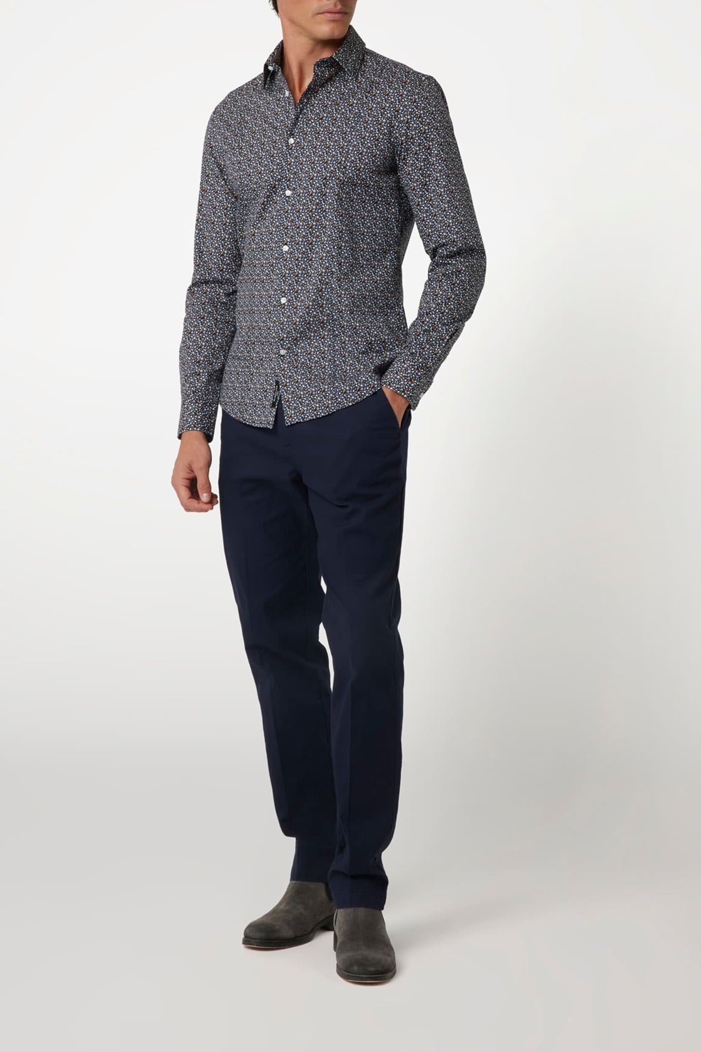 MARCIANO BY GUESS LS ITALIAN COLLA ROU BLUE MIXED FLOWERS 3