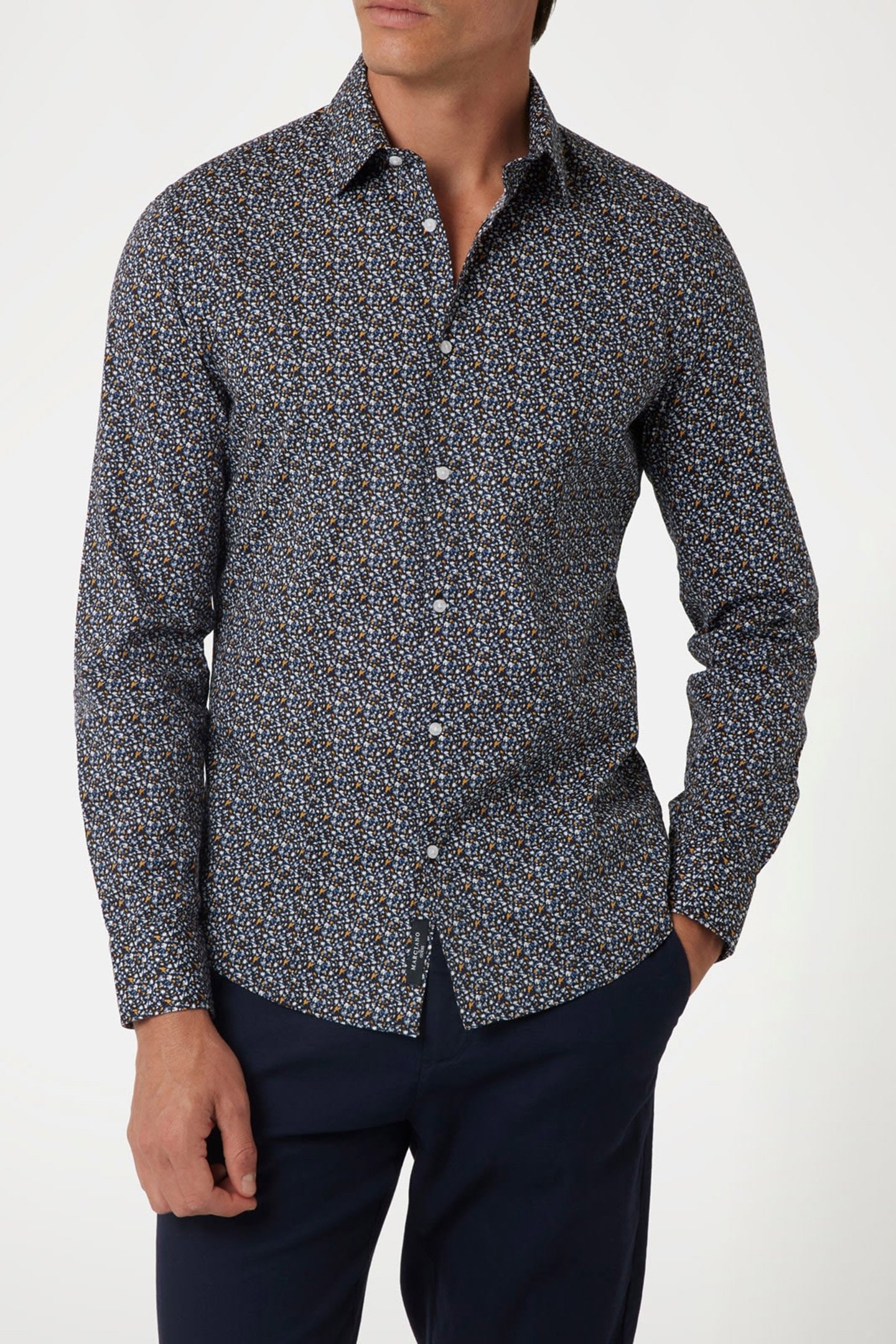 MARCIANO BY GUESS LS ITALIAN COLLA ROU BLUE MIXED FLOWERS 1