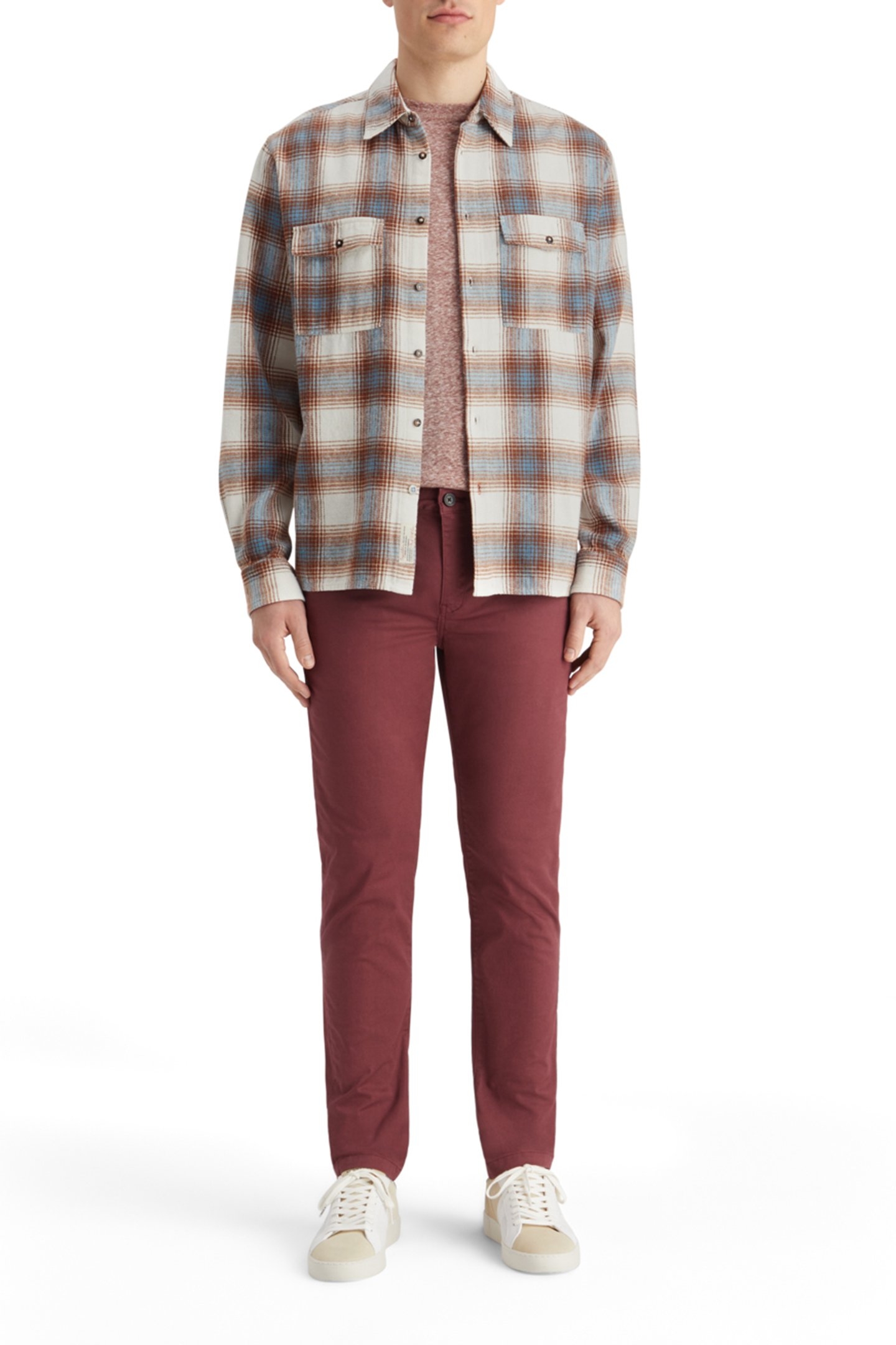 YARN DYE FLANNEL CHECK SHIRT SAND BLUE CHECK 3