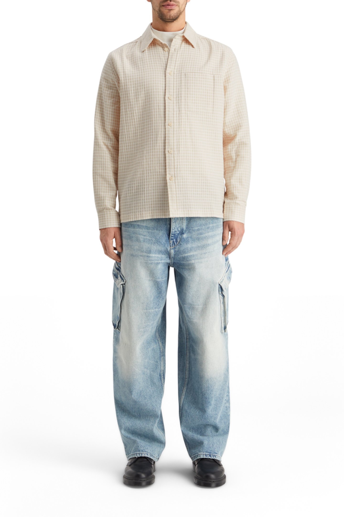 MICRO DOBBY CHECK SHIRT PARCHMENT 3