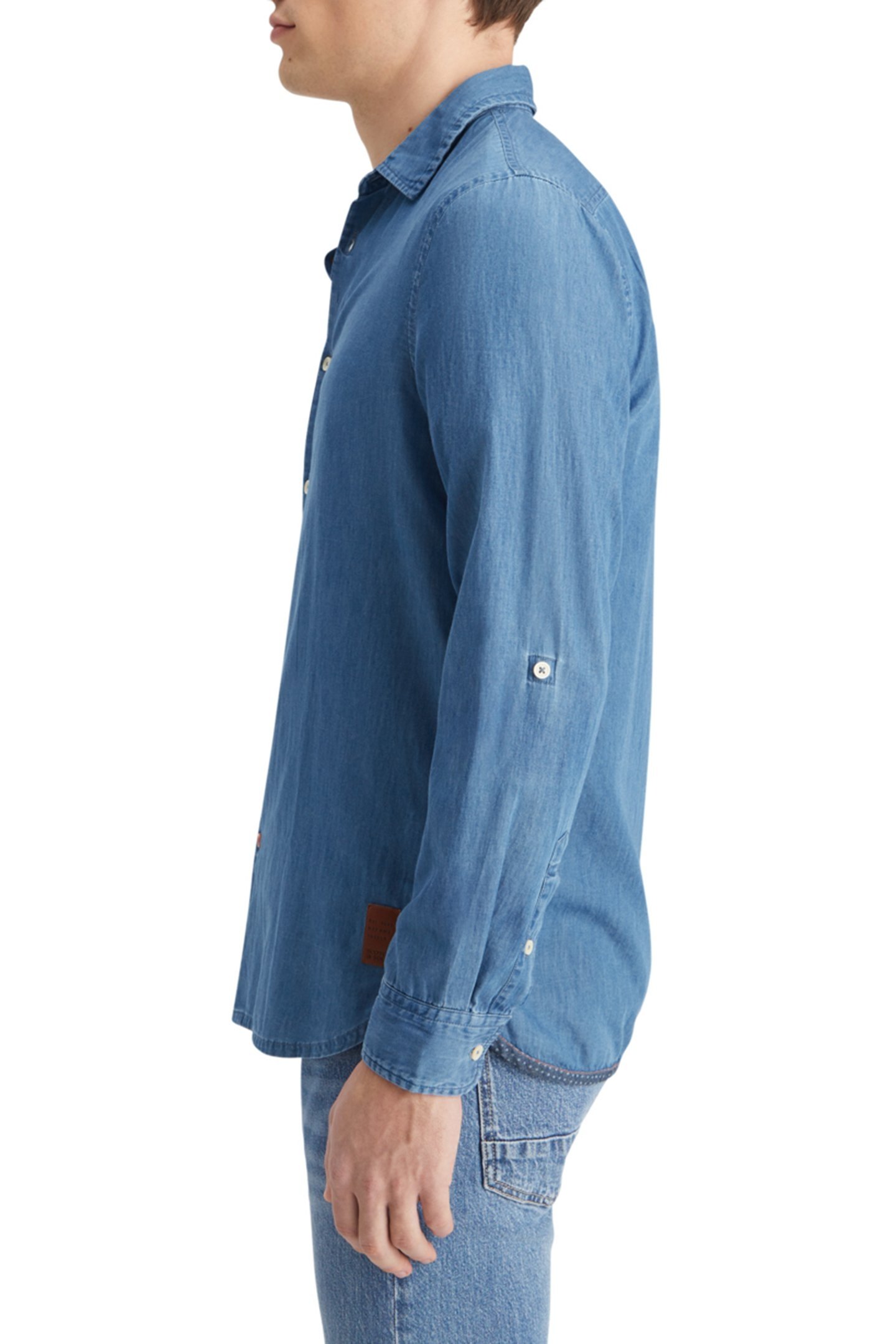 SMART INDIGO LIGHTWEIGHT DENIM SHIRT WITH SLEEVE ADJUSTERS W 7