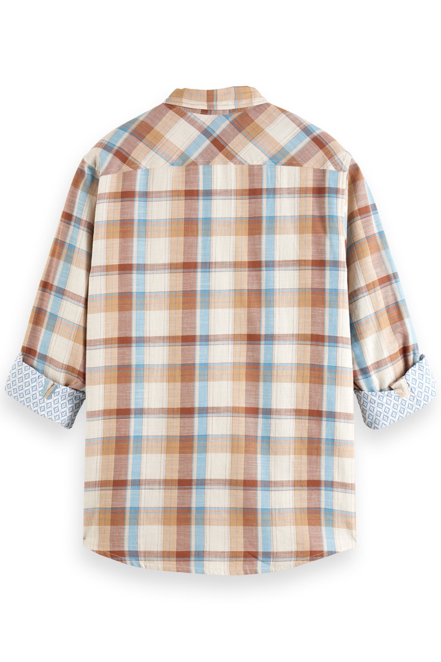 YARN DYE CHECK ROLL UP SHIRT BROWN CHECK 2