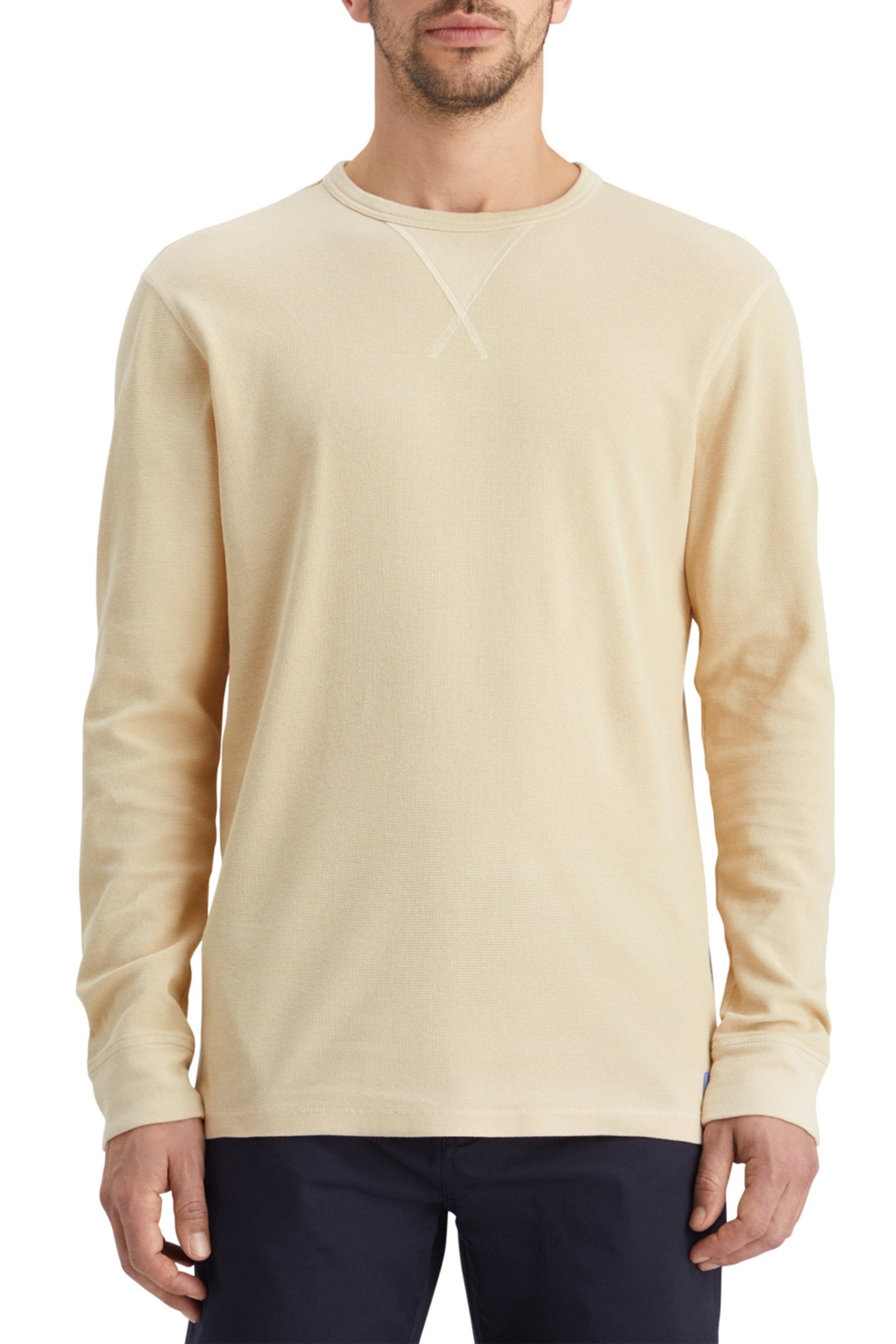 REGULAR FIT WAFFLE T-SHIRT LS PARCHMENT 1