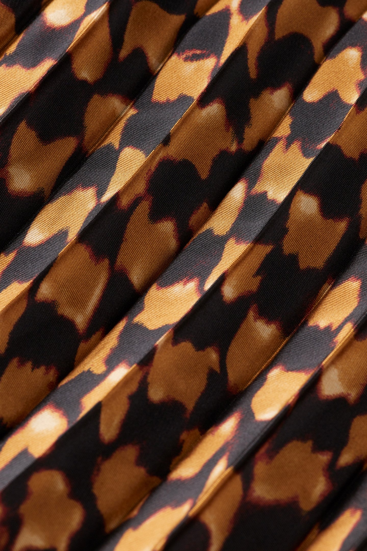 PLEATED PRINTED SKIRT IKAT CHECKERBOARD TOBACCO 3