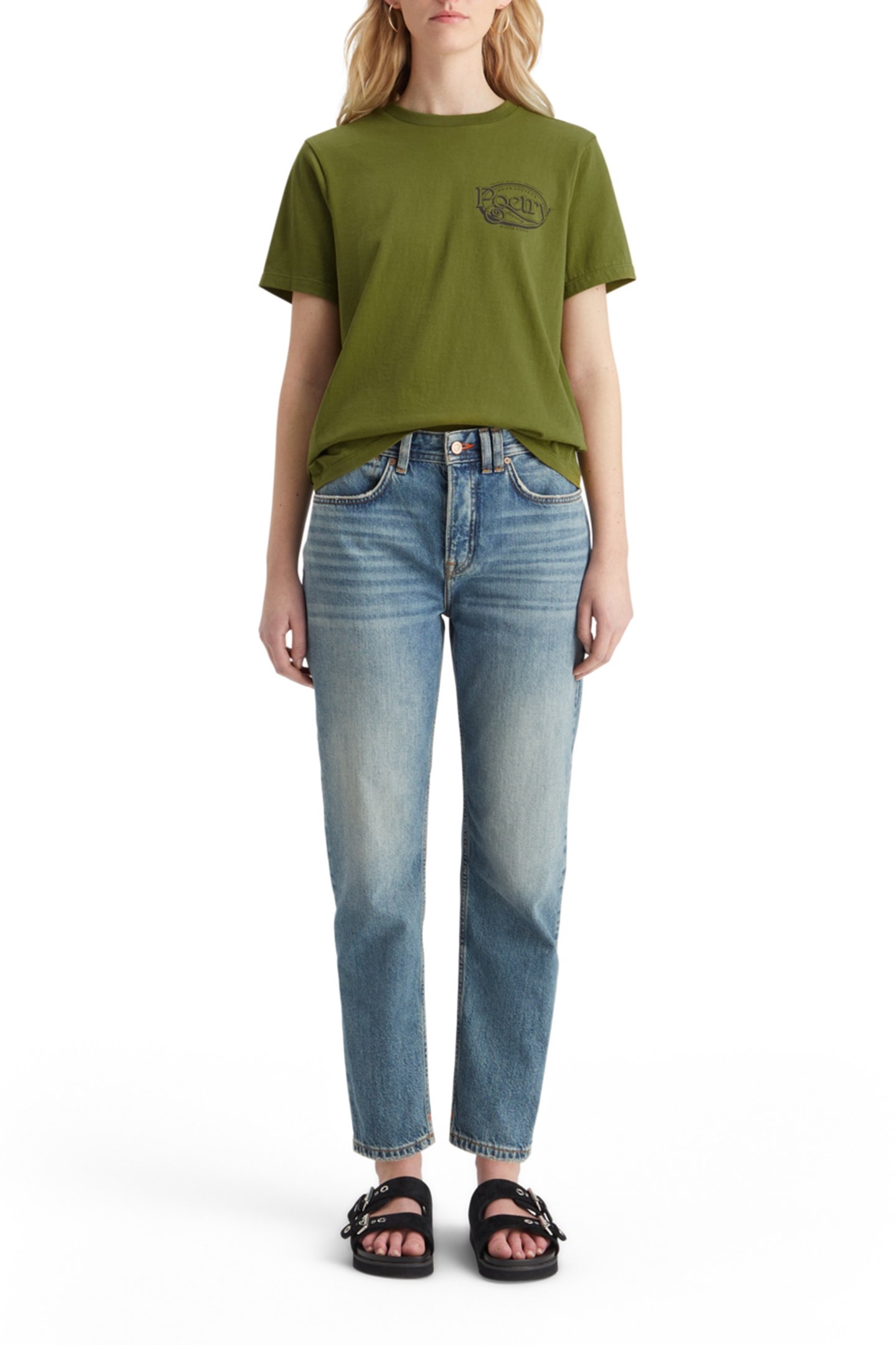 REGULAR FIT T-SHIRT WITH SMALL CHEST ARTWORK MOSS GREEN 3