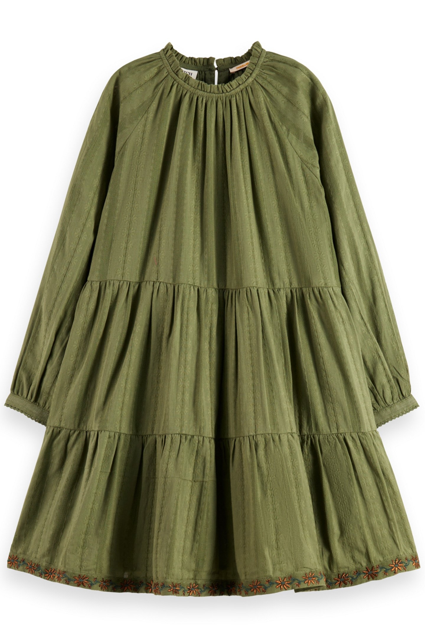 GIRL PRETTY COTTON EASY DRESS WITH LUREX DETAILS NEW MILITAR 1