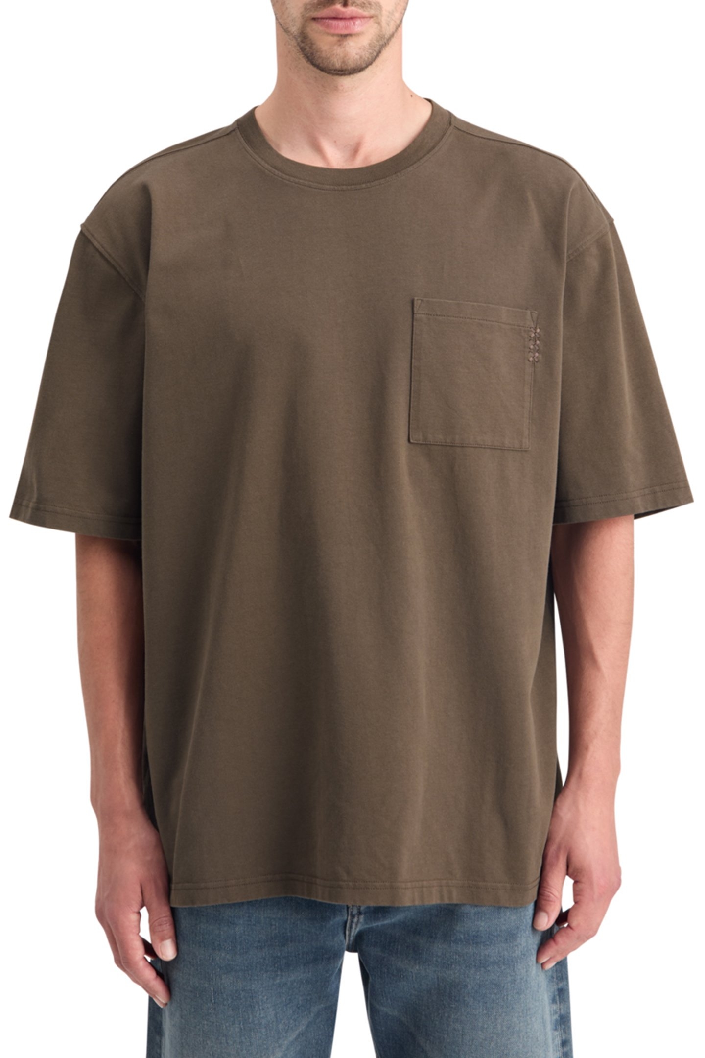 3 CROSSES LOOSE FIT POCKET T-SHIRT COFFEE 1