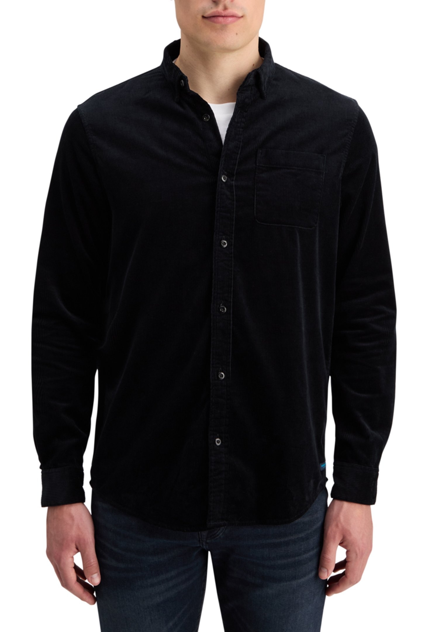 SOLID CORDUROY SHIRT BLACK 1