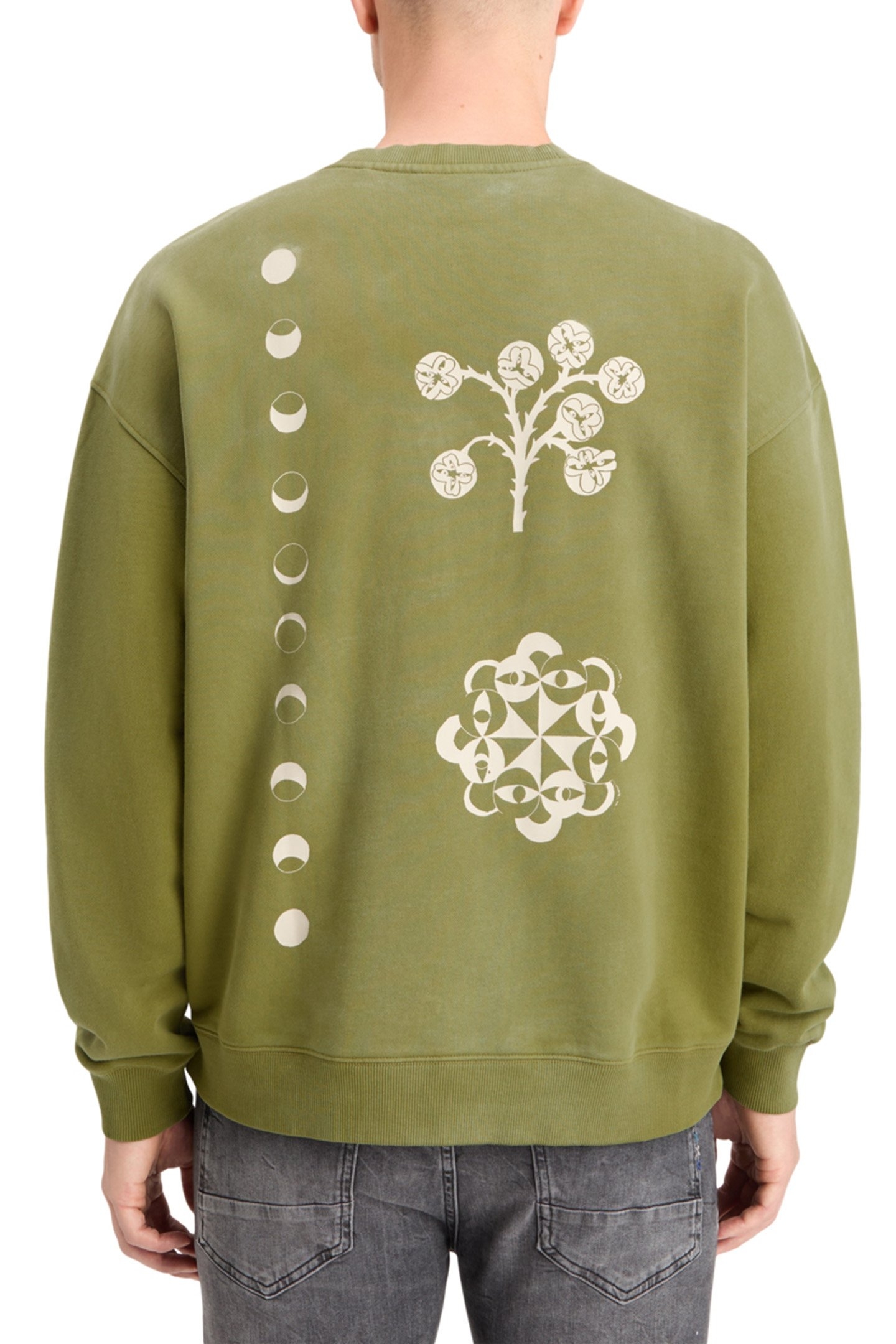 GARMENT DYED ARTWORK SWEATSHIRT MOSS GREEN 2