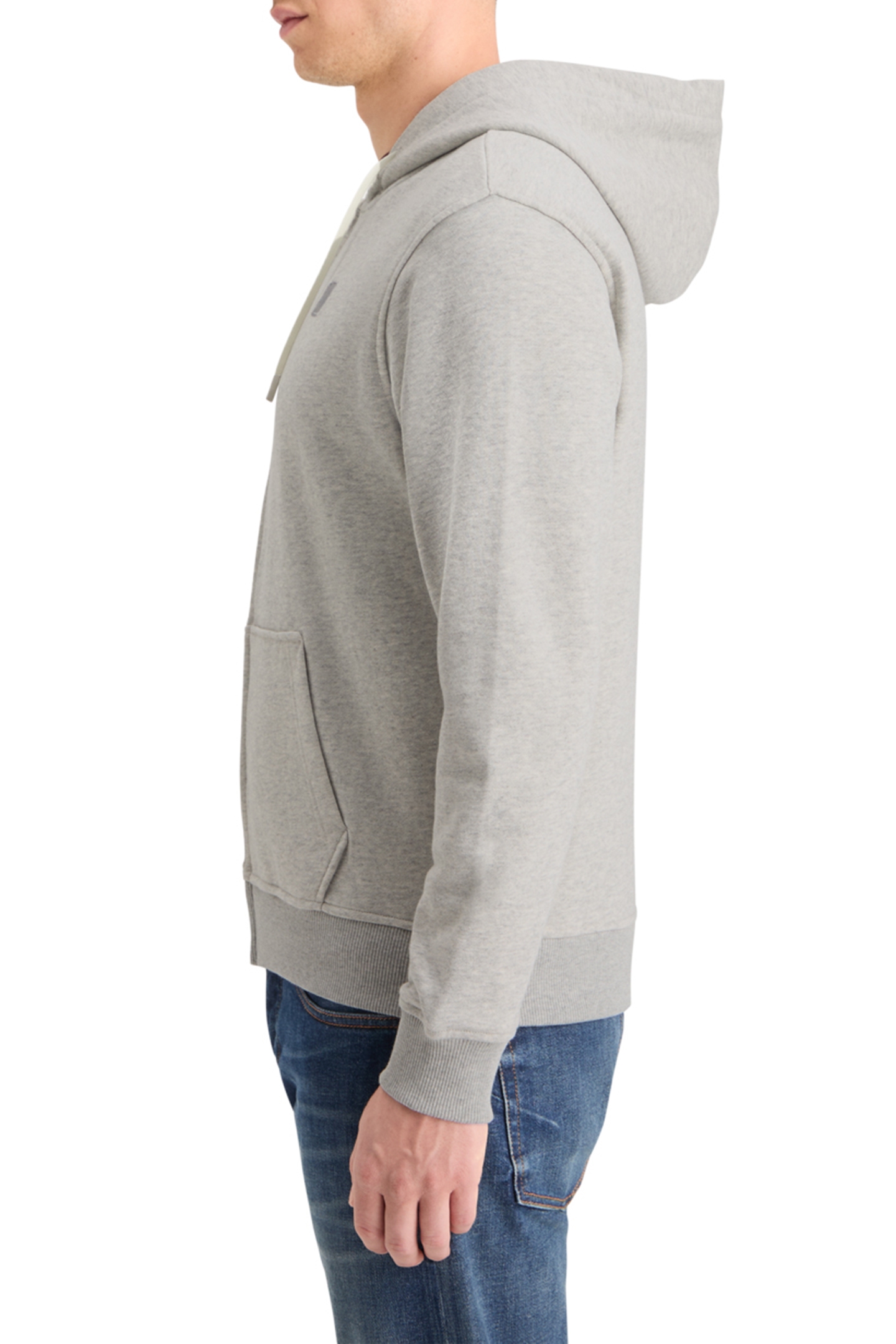 ESSENTIAL LOGO BADGE ZIP-THROUGH HOODIE GREY MELANGE 6