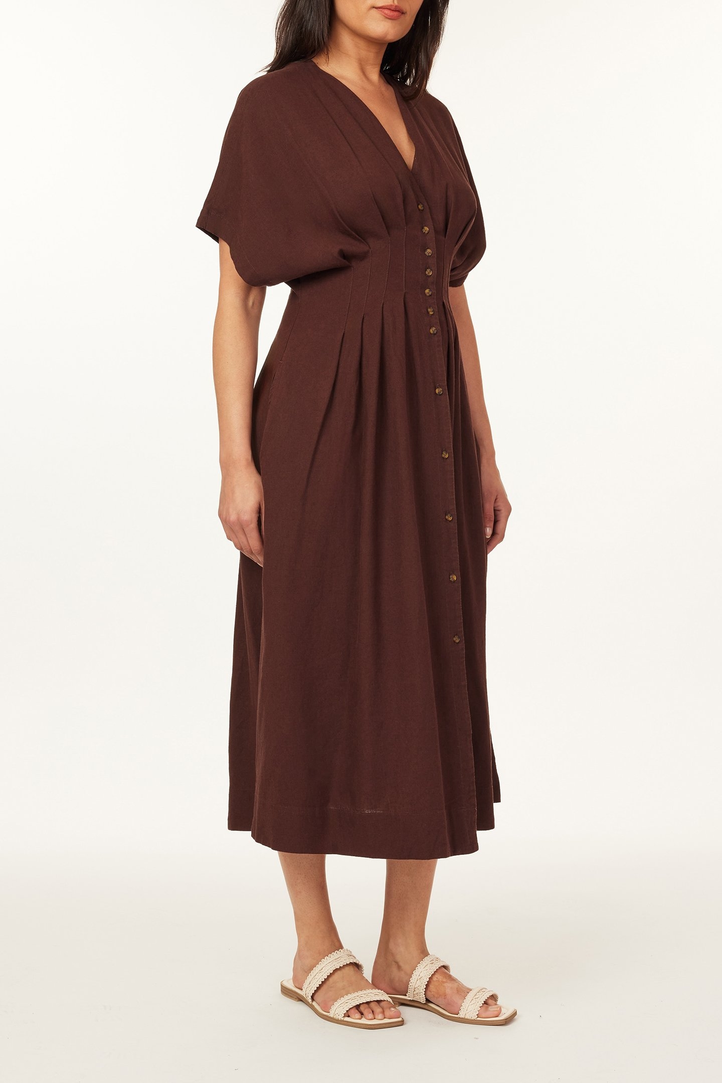 MULTI PLEATED DOLMAN DRESS PUCE 5