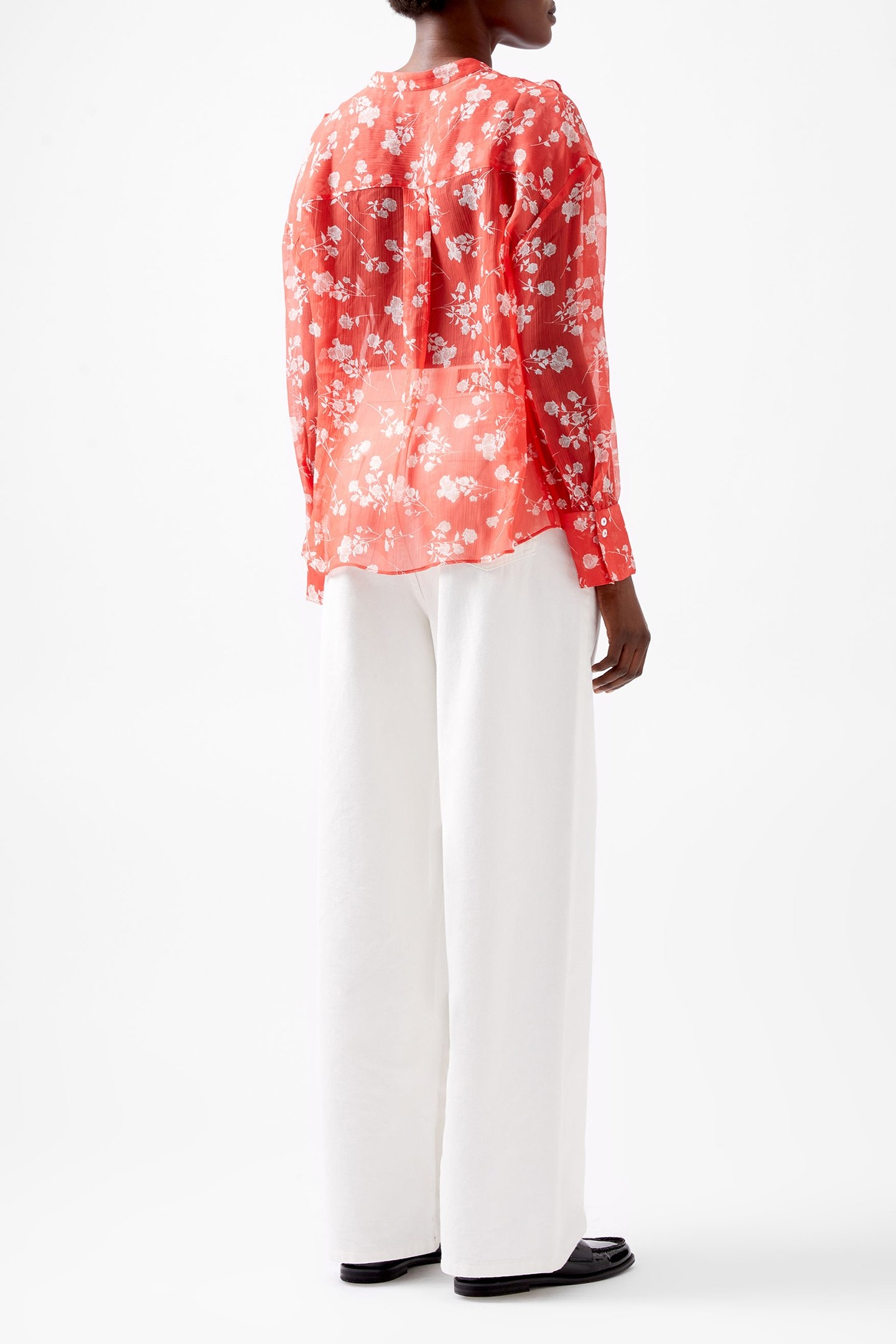 ALESSANDRA CRINKLE BLOUSE CAYENNE RED/WHITE 3