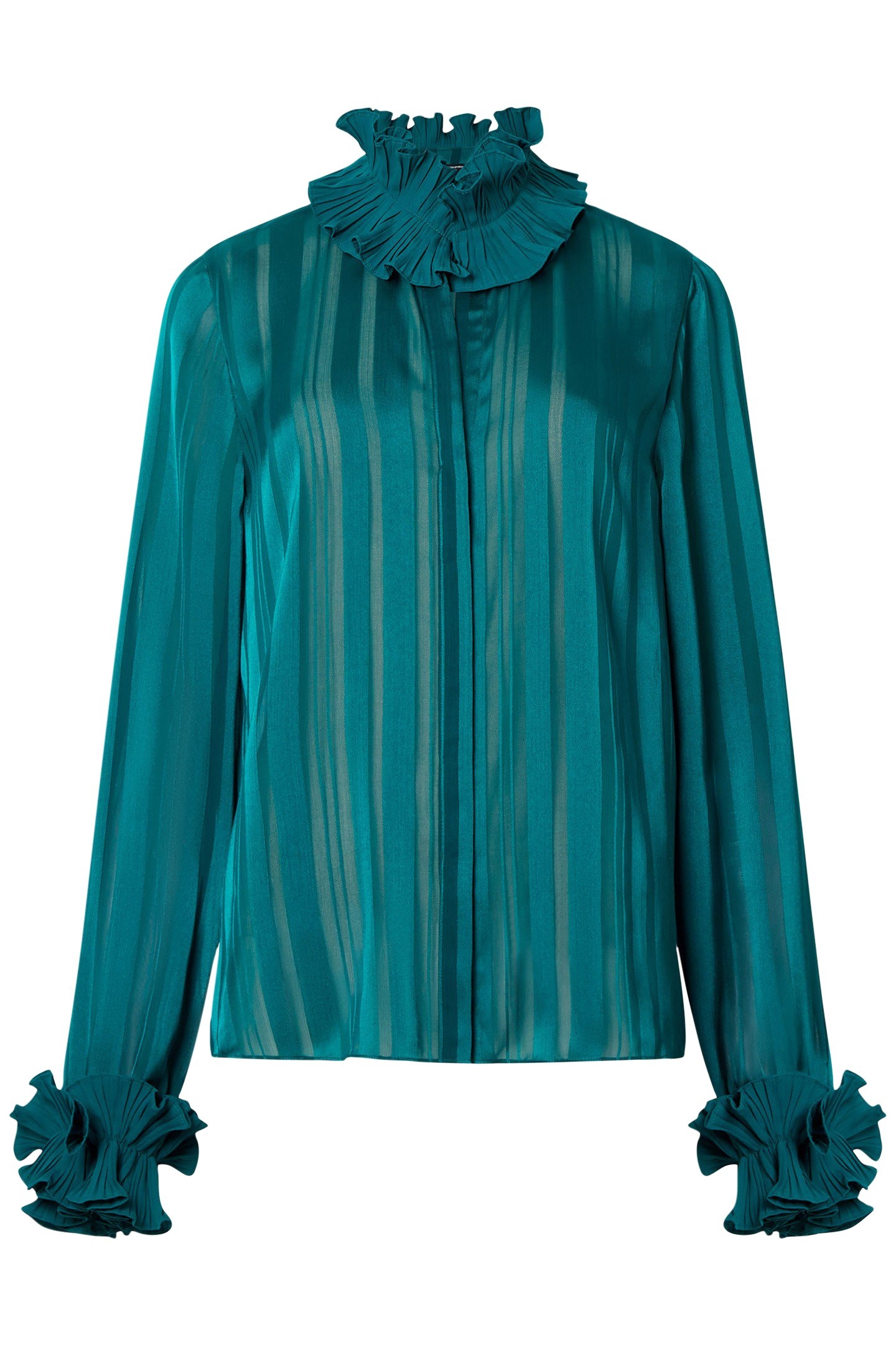 HANNIELIE RUFFLE NECK LS SHIRT FOREST 4