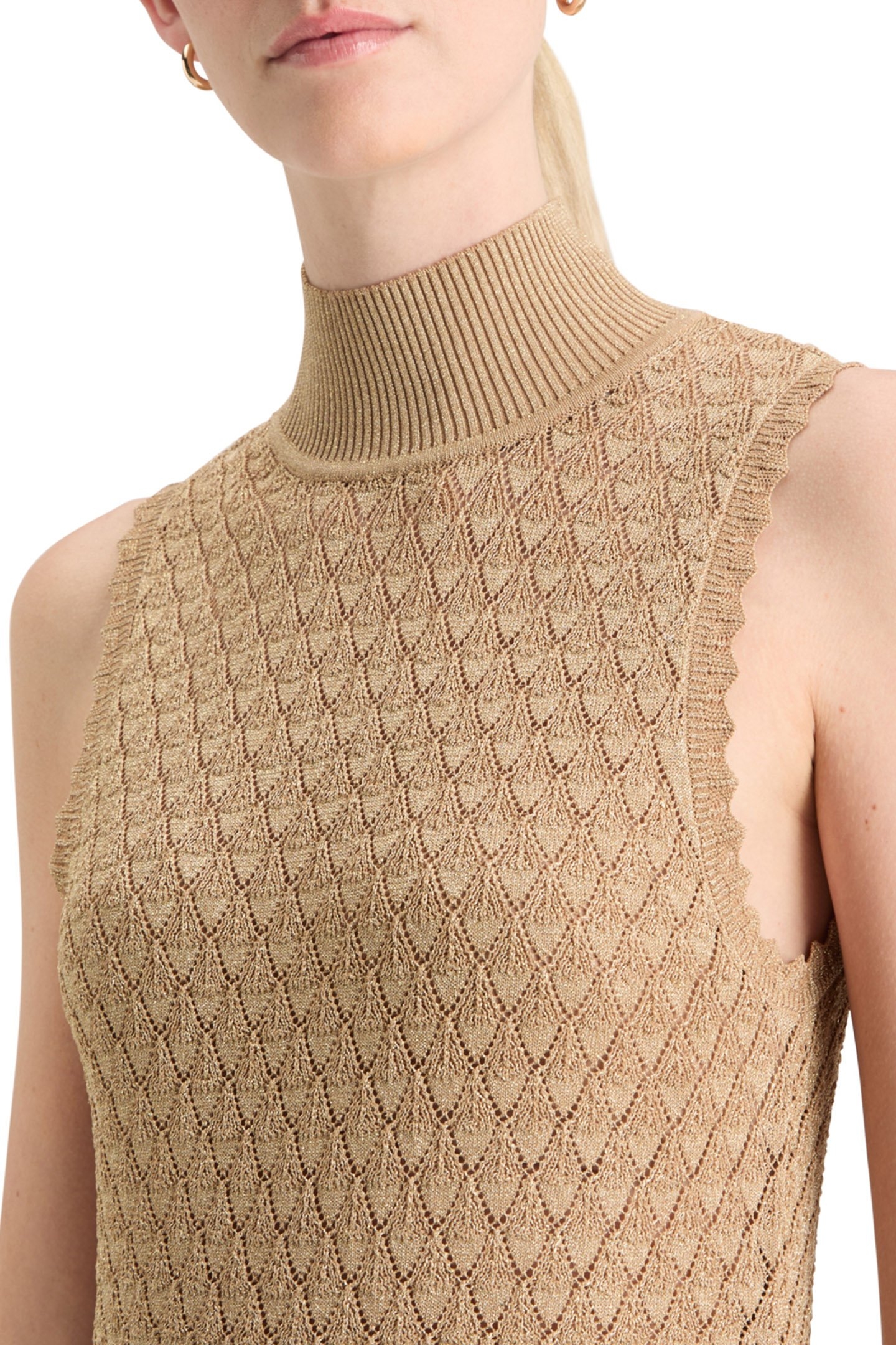 METALLIC POINTELLE KNITTED TANK GOLD 7