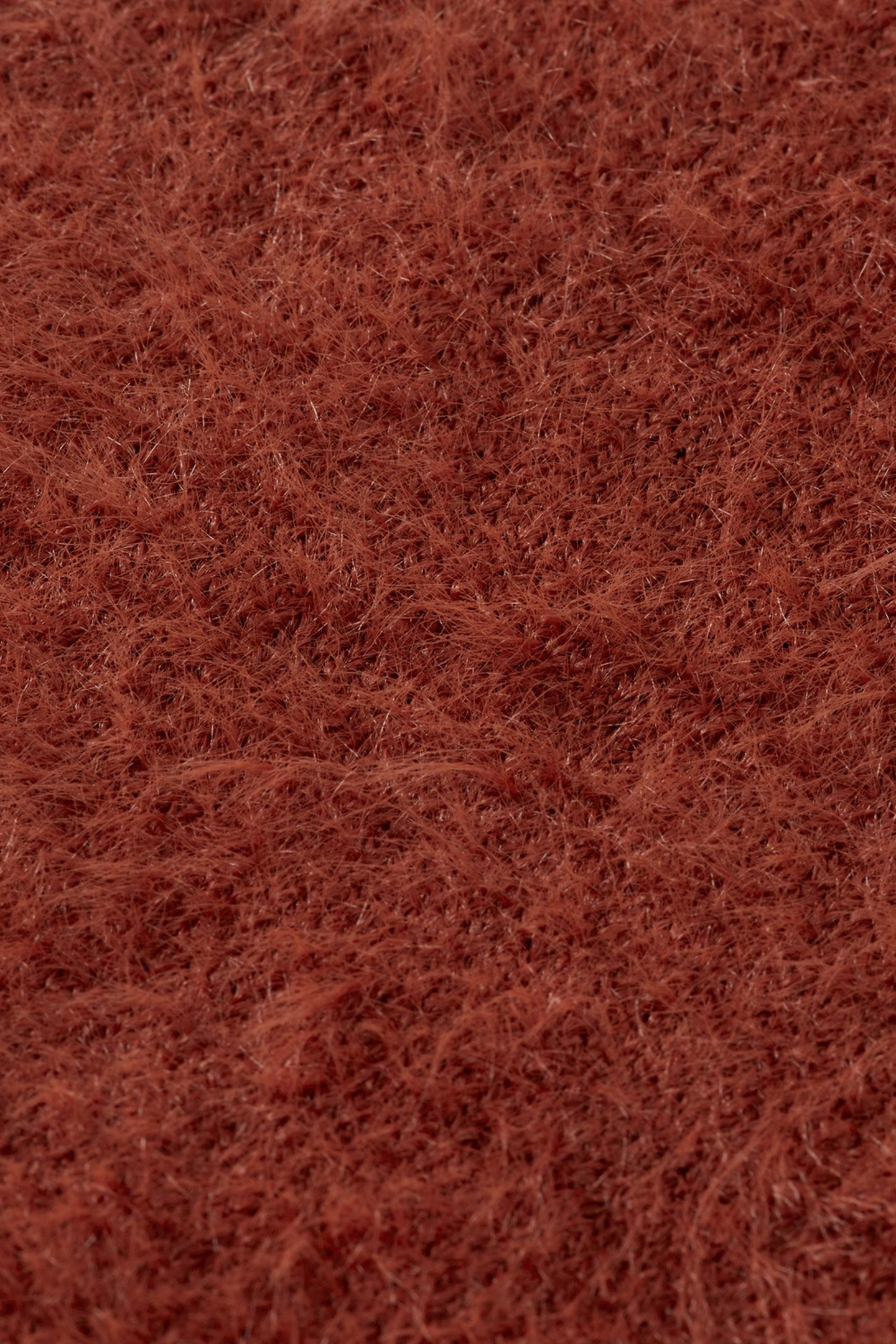 FLUFFY V-NECK RELAXED PULLOVER RUST 3