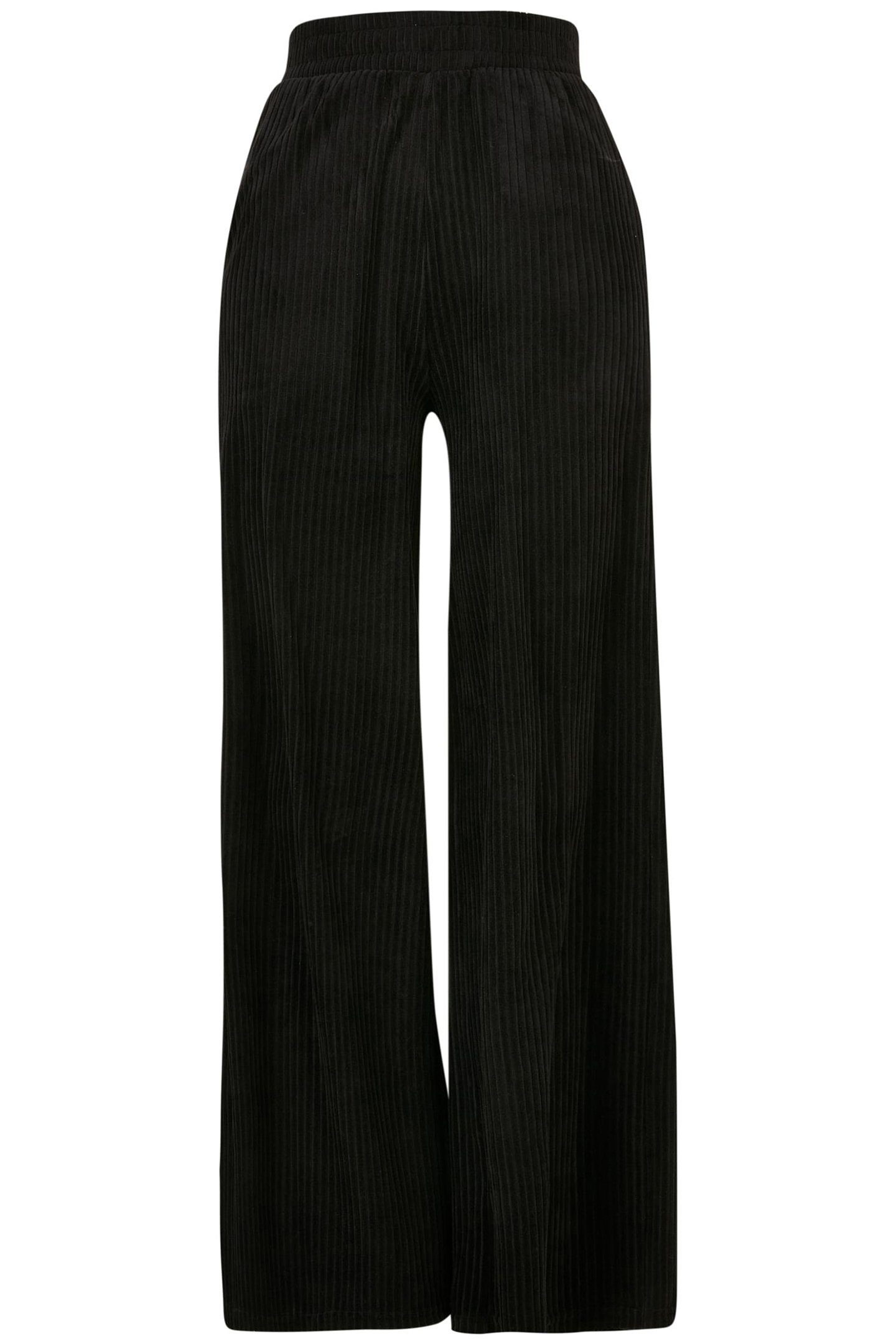 LADIES VELVET RIB STRAIGHT SWEAT PANTS BLACK 1