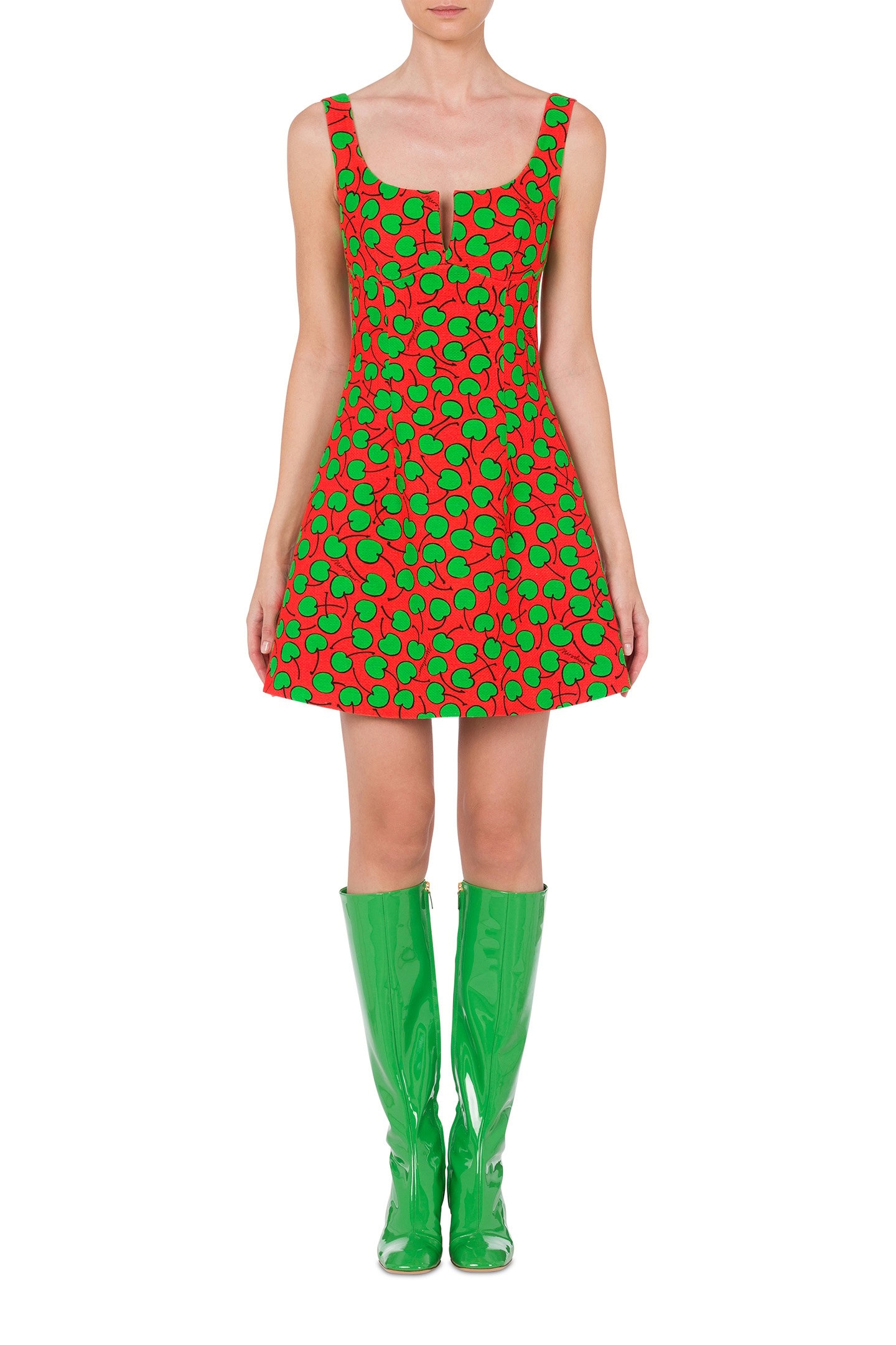 ALLOVER CHERRY PIQUÉ DRESS RED 1