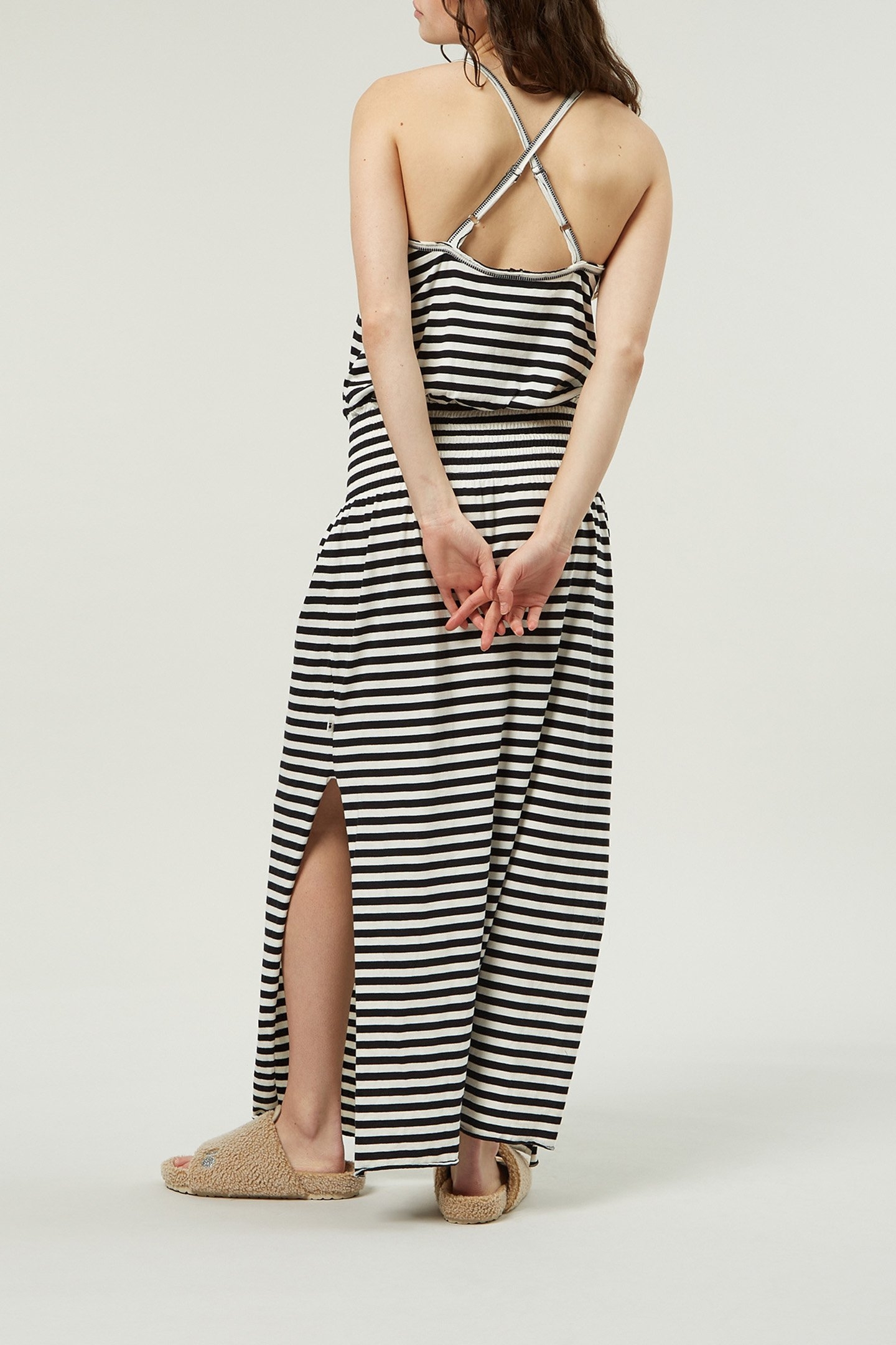SMOCK DRESS STRIPE BLACK/ECRU 2