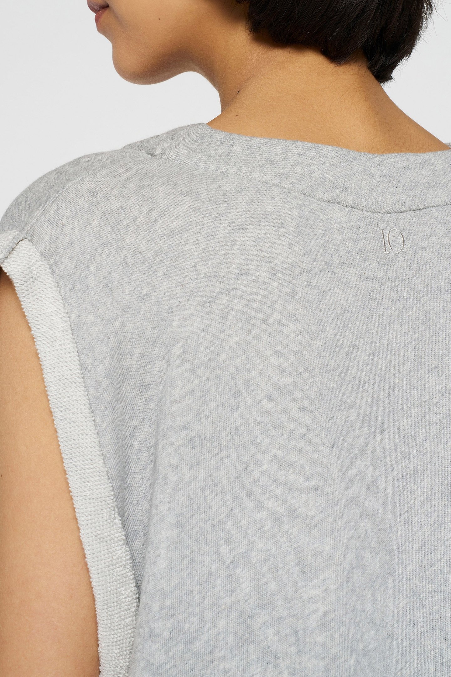 V-NECK TOP FLEECE LIGHT GREY MELEE 6