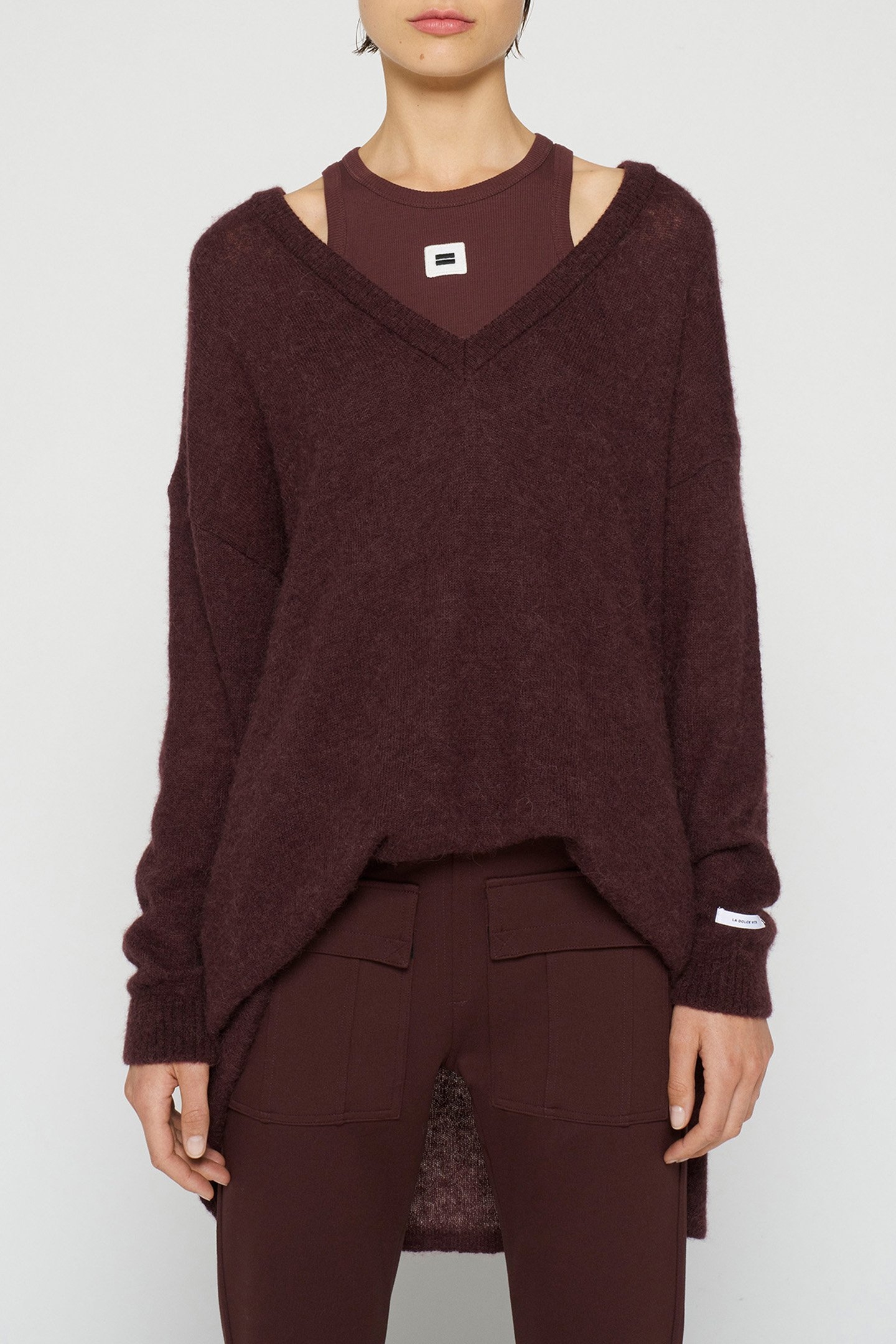 V-NECK THIN KNIT SWEATER AUBERGINE 6