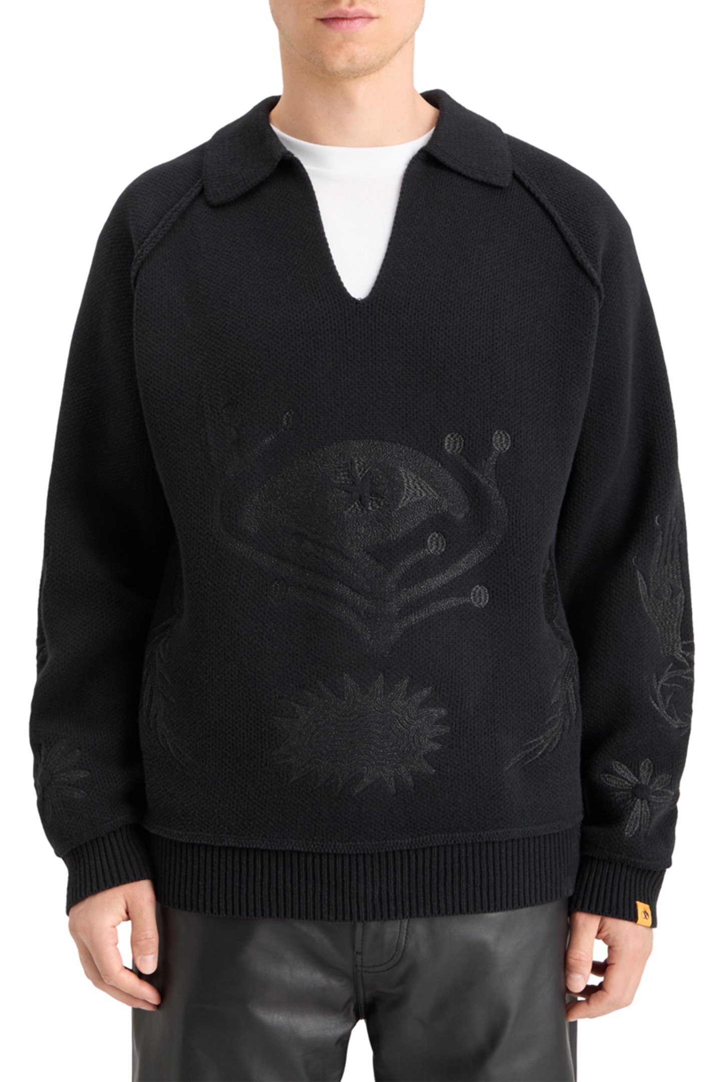 POLO LONG SLEEVES DROPPED SHOULDER SWEATER BLACK 1