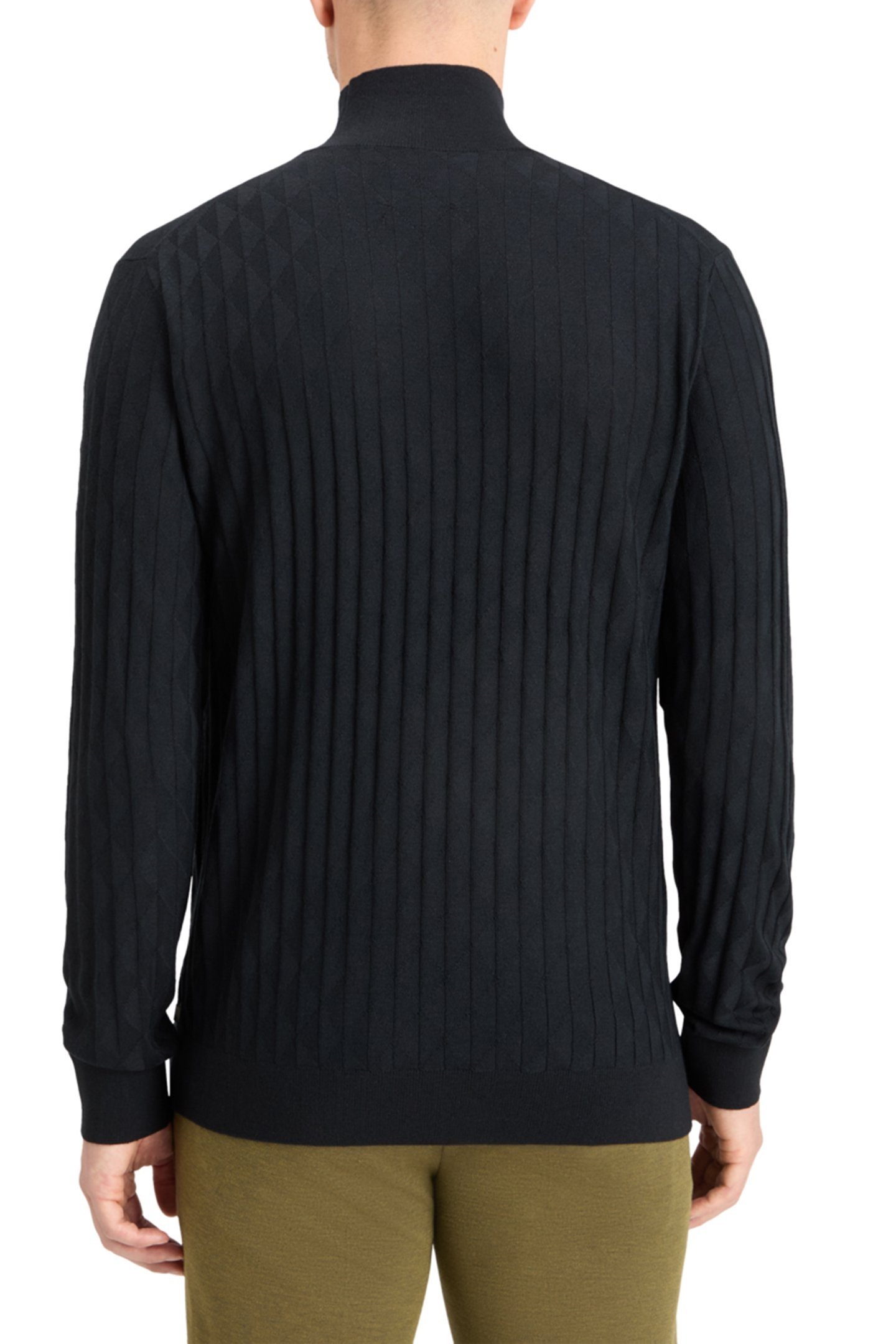 TURTLE NECK REGULAR FIT RELIEF STITCH SWEATER BLACK 2