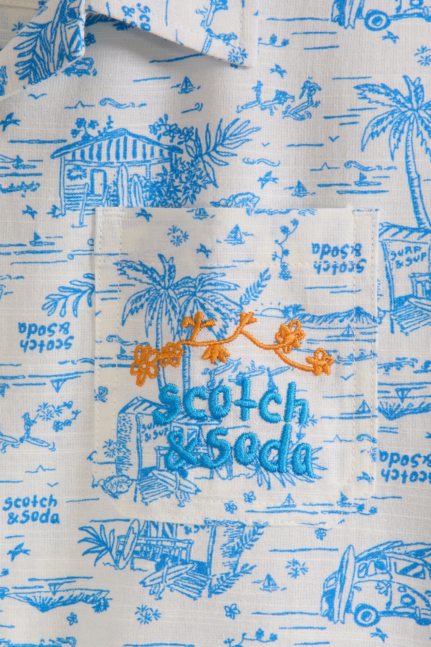 BOYS S&S PRINTED CAMP SHIRT NATURAL 3