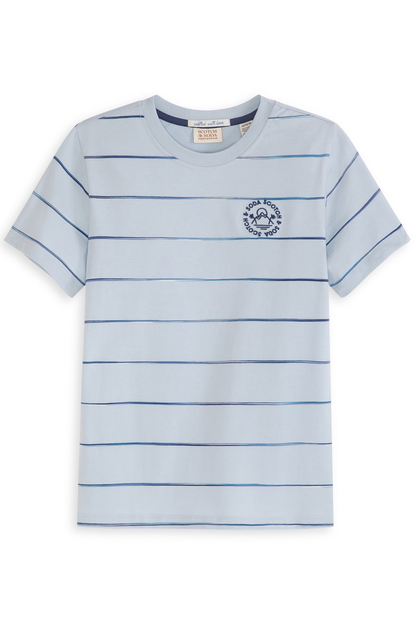 BOYS S&S SPACE DYED STRIPE FASHION TEE LT BLUE/PASTEL 1