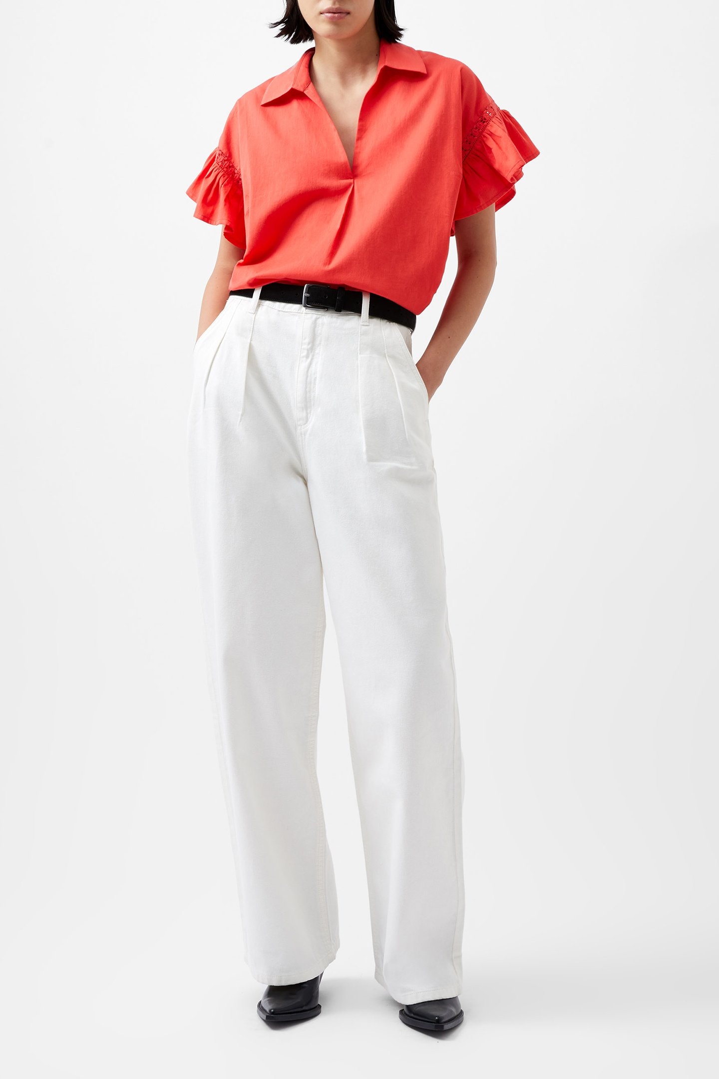 SINDEY COTTON S/S V NK SHIRT CAYENNE RED 2