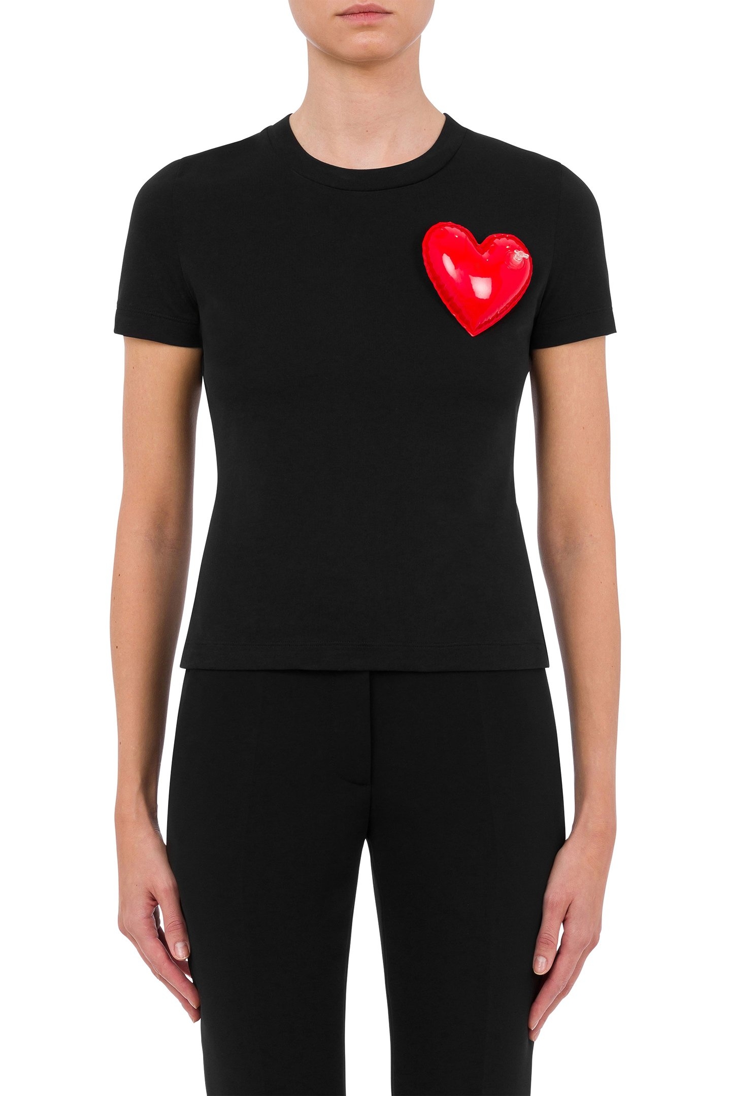 INFLATABLE HEART ORGANIC JERSEY T-SHIRT BLACK 1