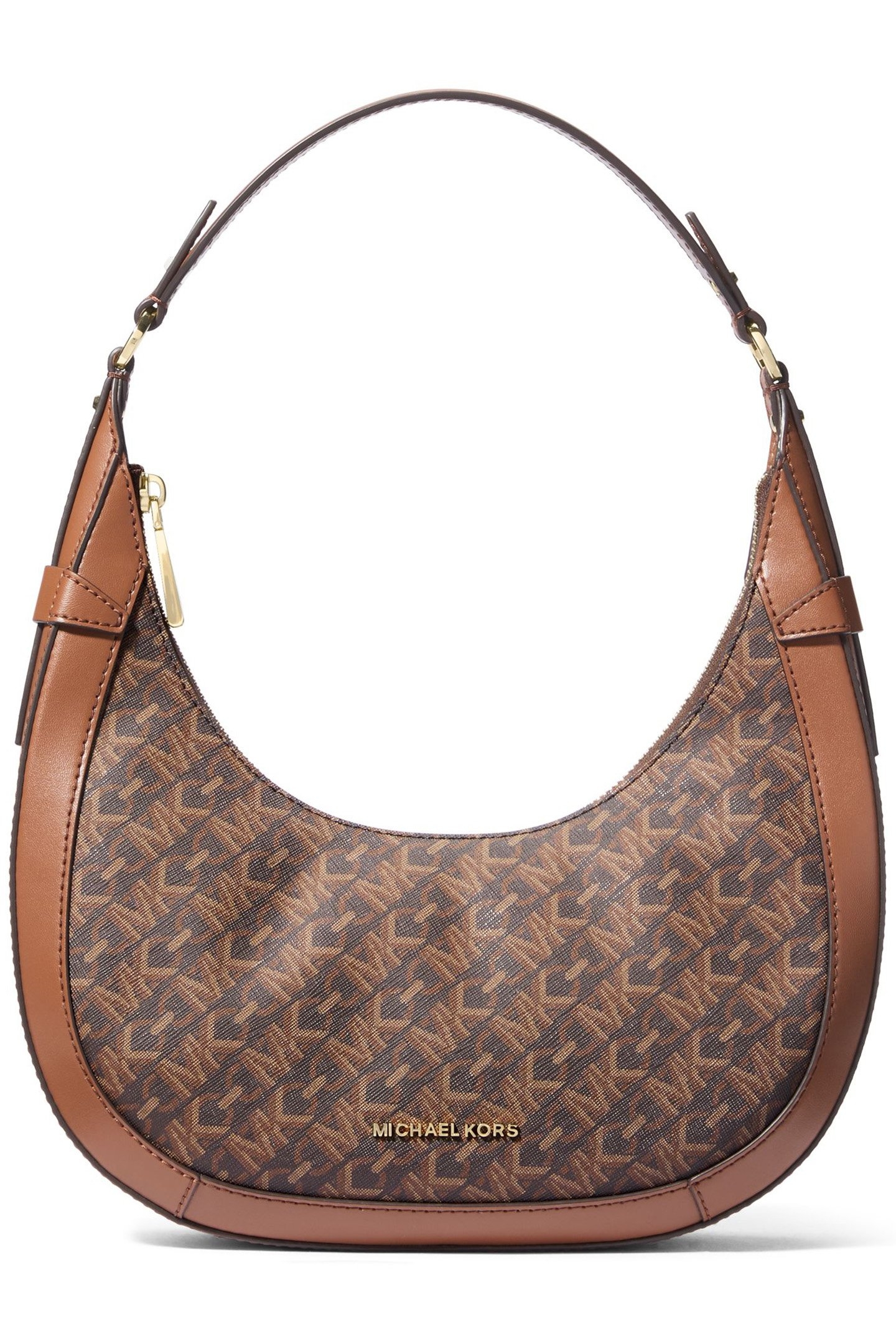 CRESCENT SHOULDER BAG IN SIGNATURE BROWN LOGO PRINT 1