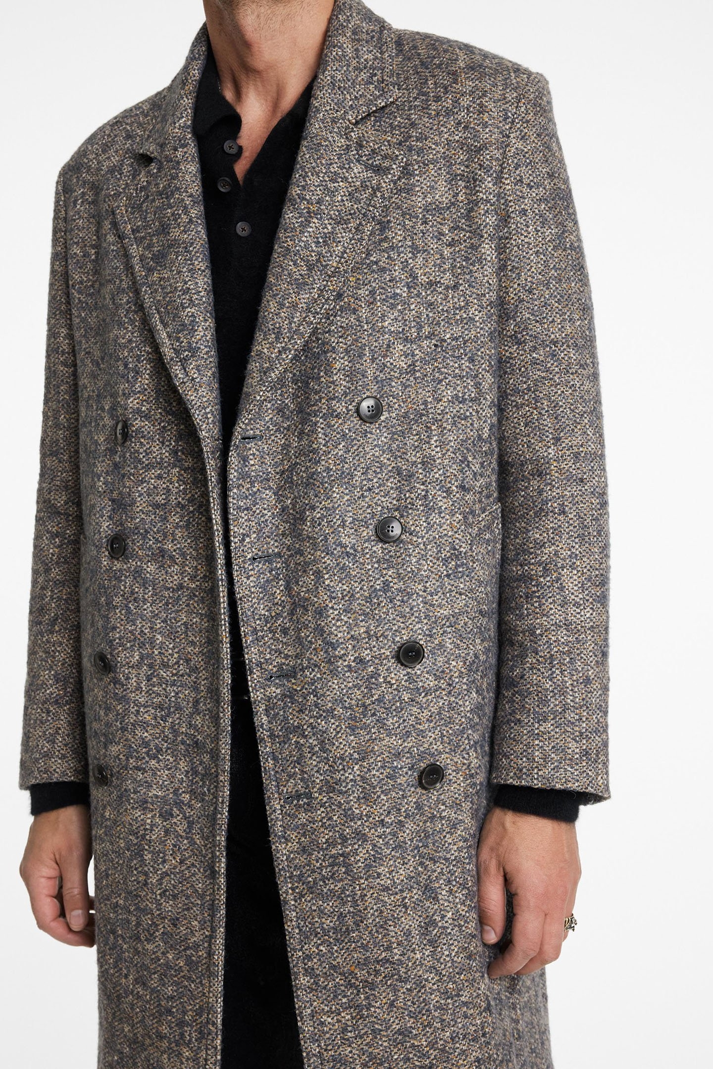 TERRY DB COAT WITH WELT HIP POCKETS RAIN BLUE 3