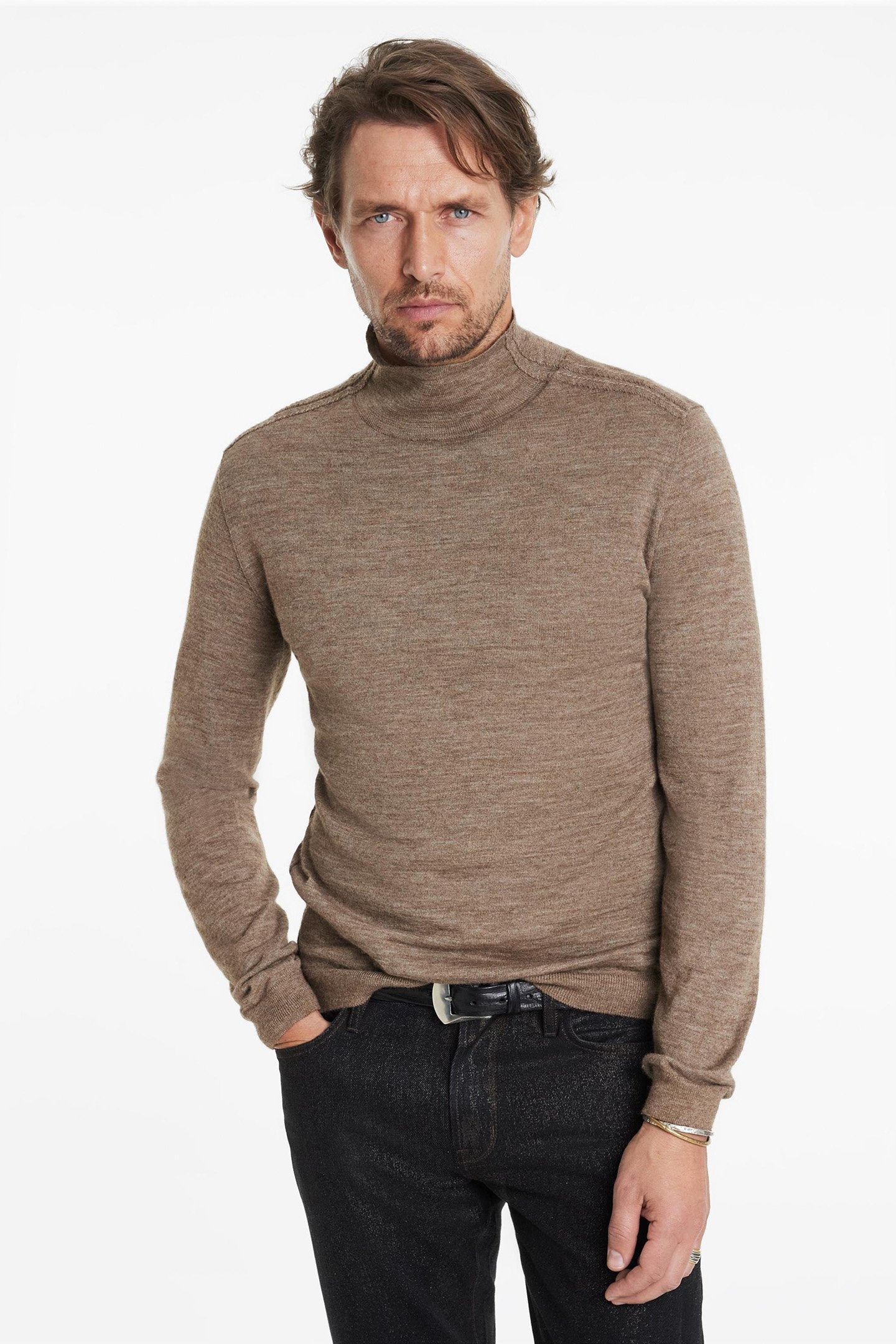 ALONTE REGULAR FIT MOCK NECK NUTMEG 1