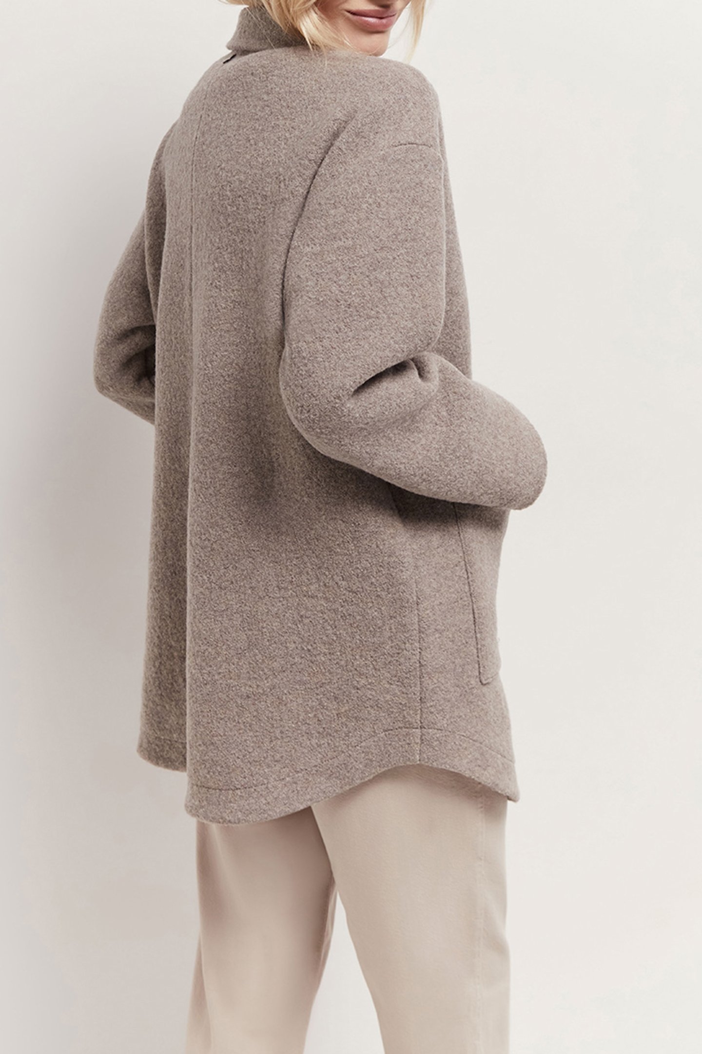 DANNY - MID-LENGTH SAND COAT IN BOILED WOOL 2
